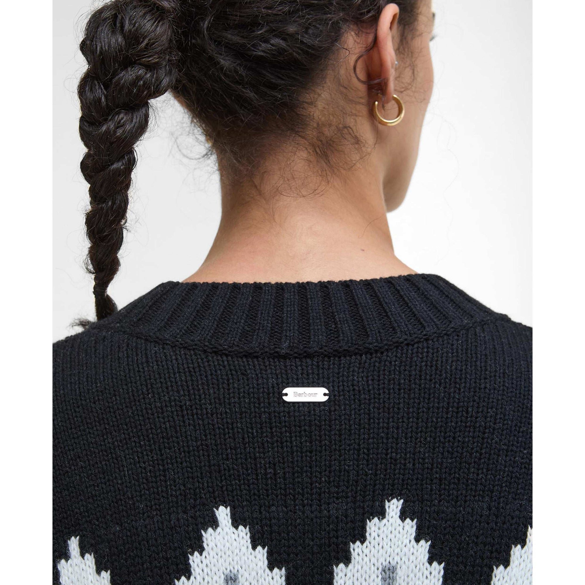 Barbour Cecilia Crew Neck Fair Isle Jumper In Black