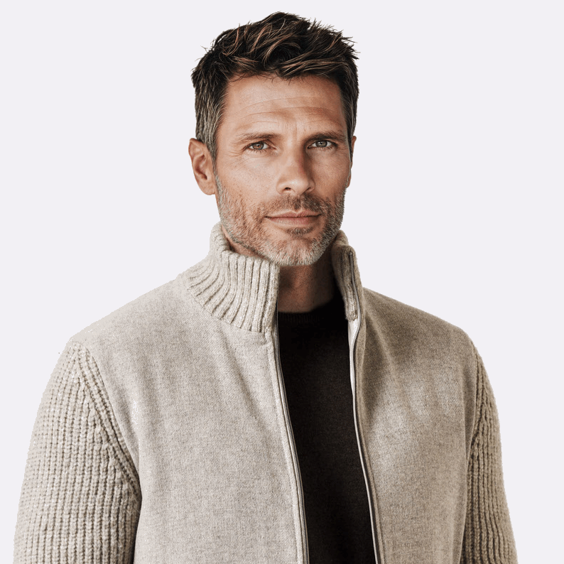 Baileys Zip Front Cardigan 522095 in Beige