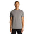 Man wearing a gray t-shirt against a plain background
