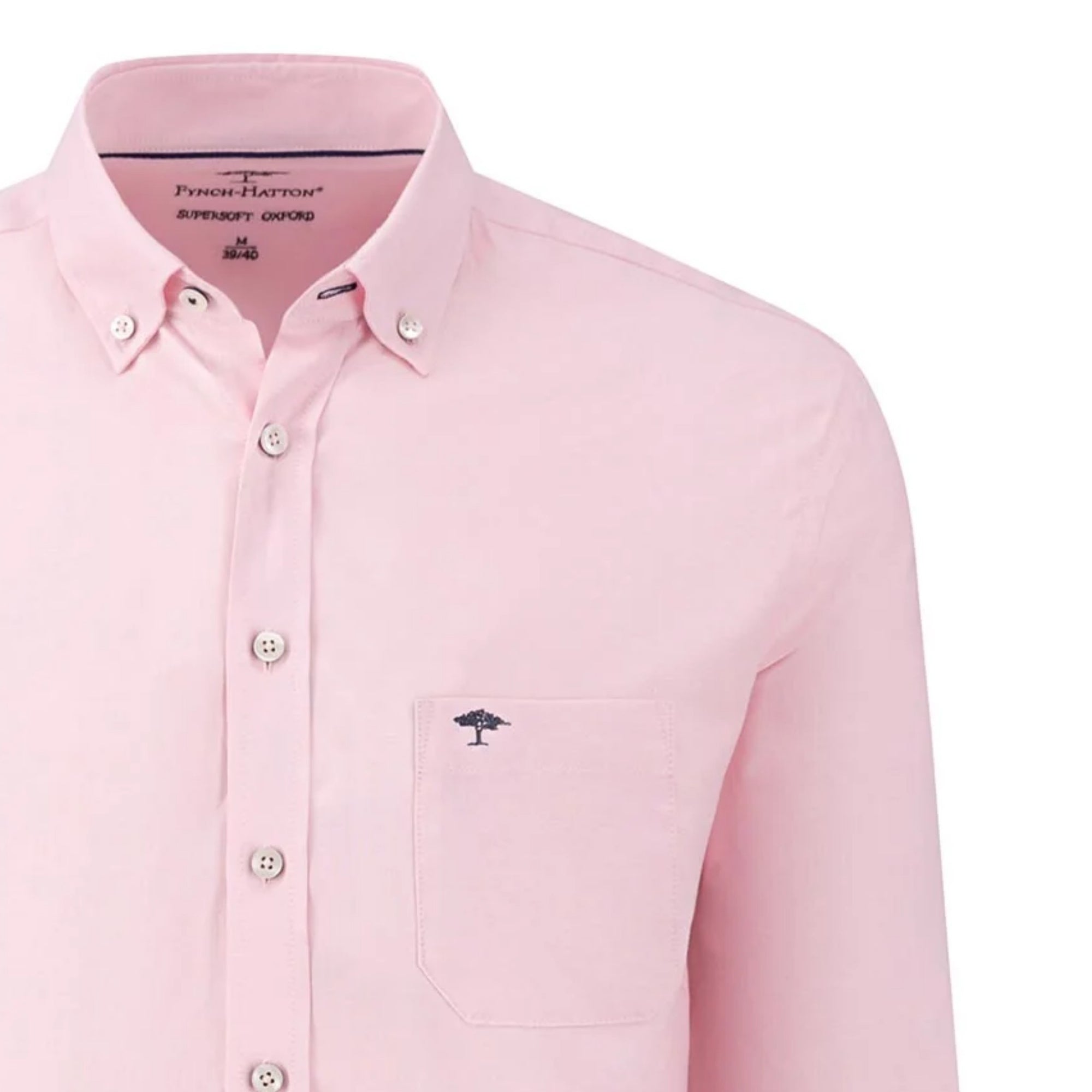 Pink shirt with brand logo on a white background