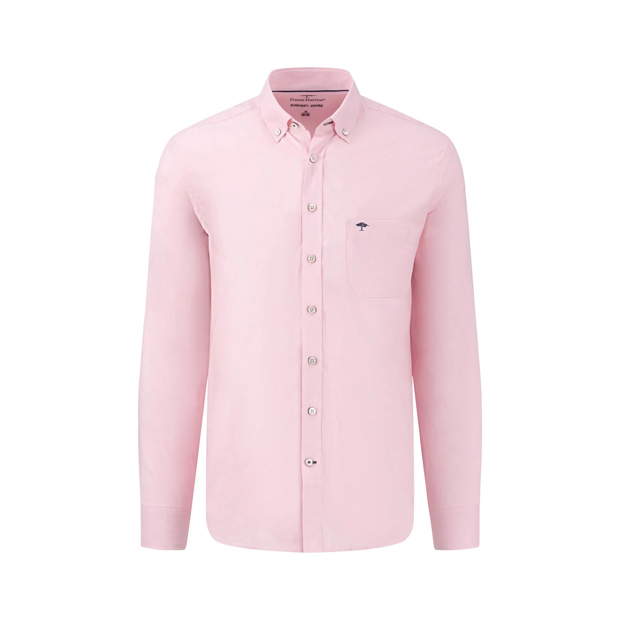 Pink shirt with a brand logo on a white background