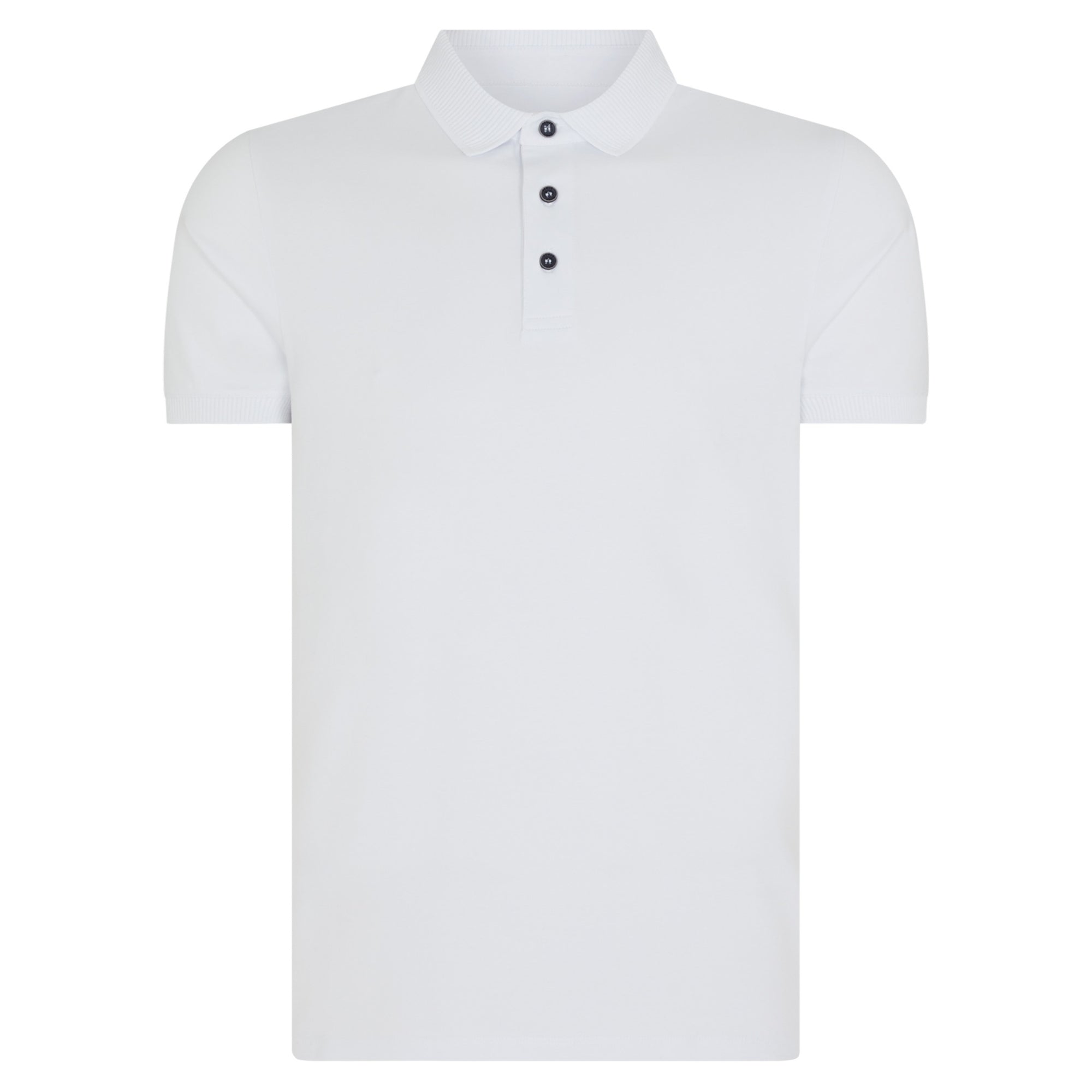 Remus Uomo Tapered Short Sleeve 3 Button Polo Shirt 58724 White