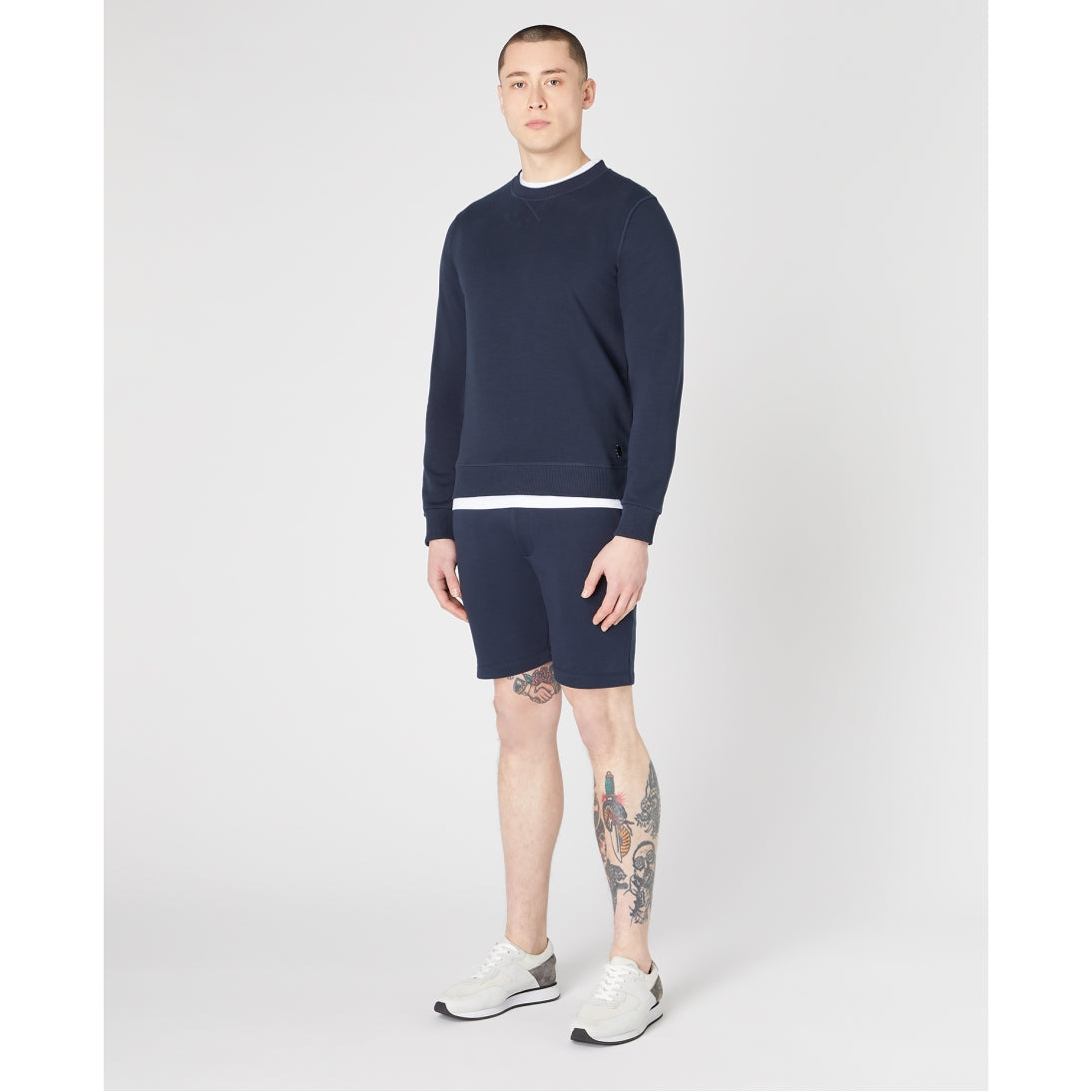 Remus Uomo Tapered Fit Cotton Blend Crew Sweatshirt 58760 - Navy