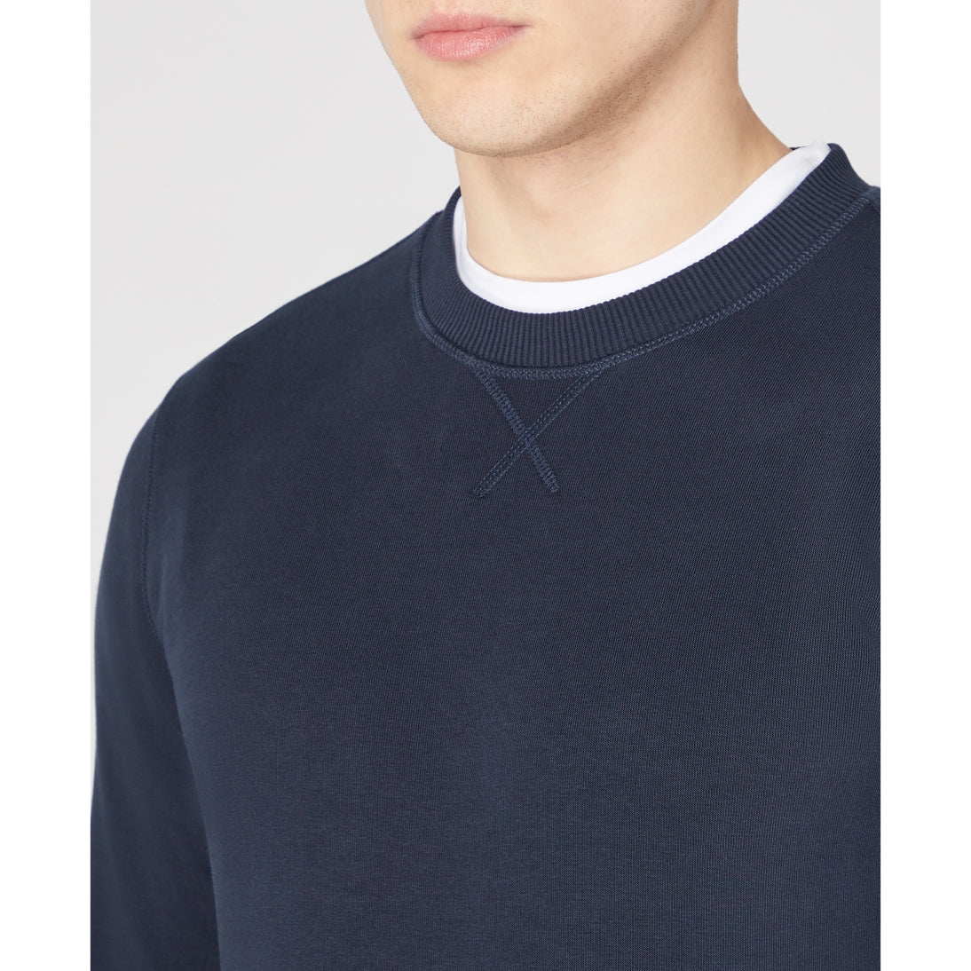 Remus Uomo Tapered Fit Cotton Blend Crew Sweatshirt 58760 - Navy