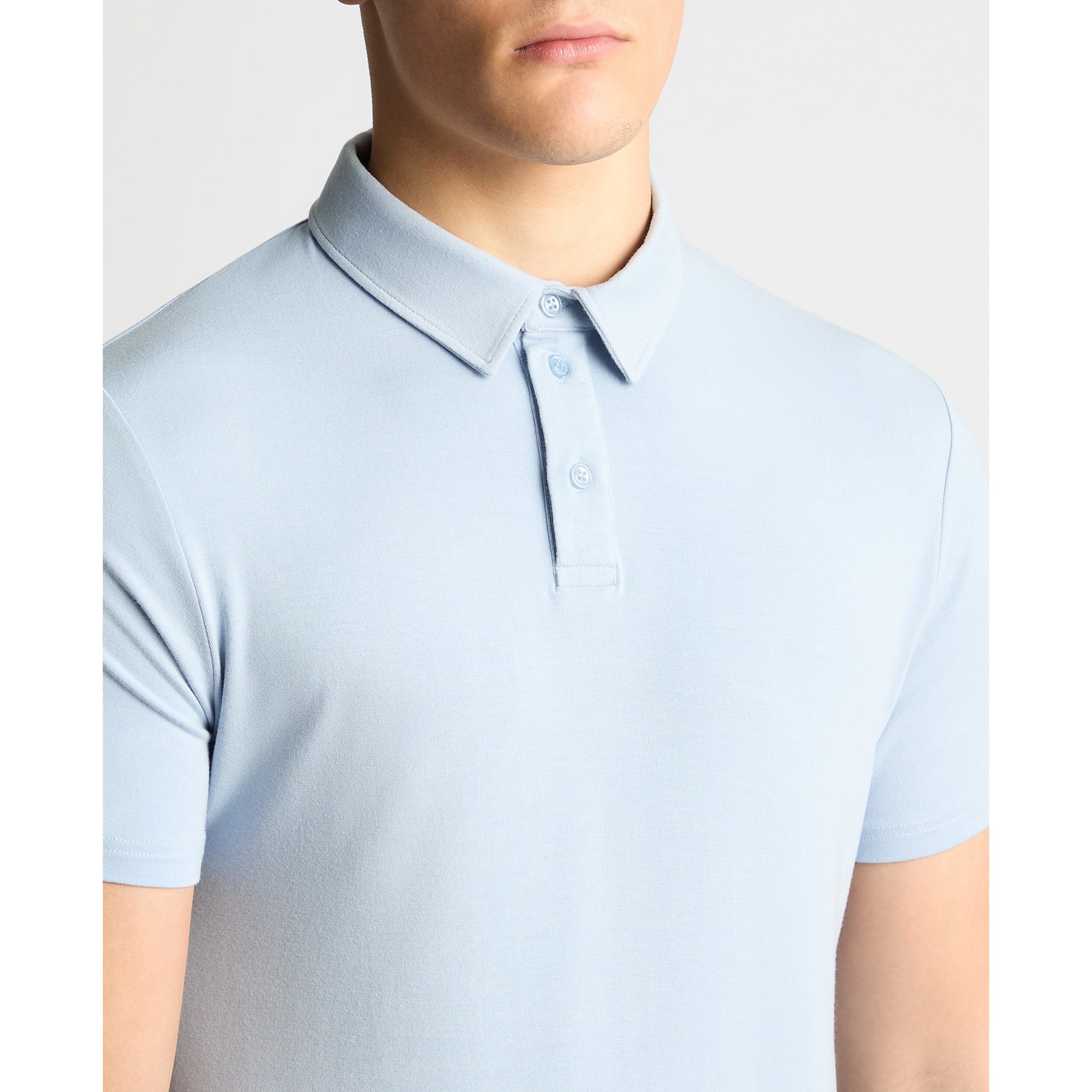 Remus Uomo Silky Stretch Tencel Polo 58805 - Light Blue