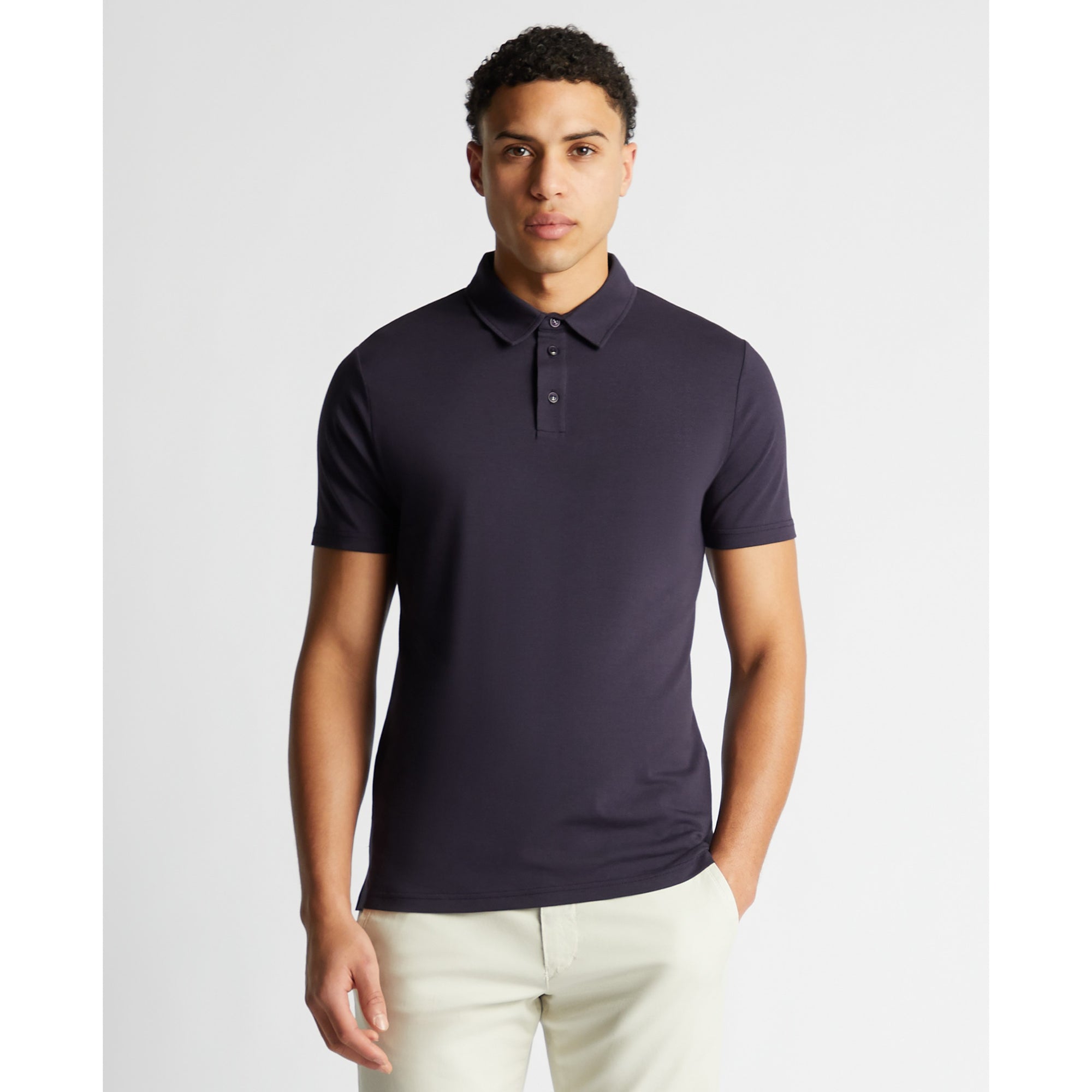 Remus Uomo Silky Stretch Tencel Polo 58805 - Navy