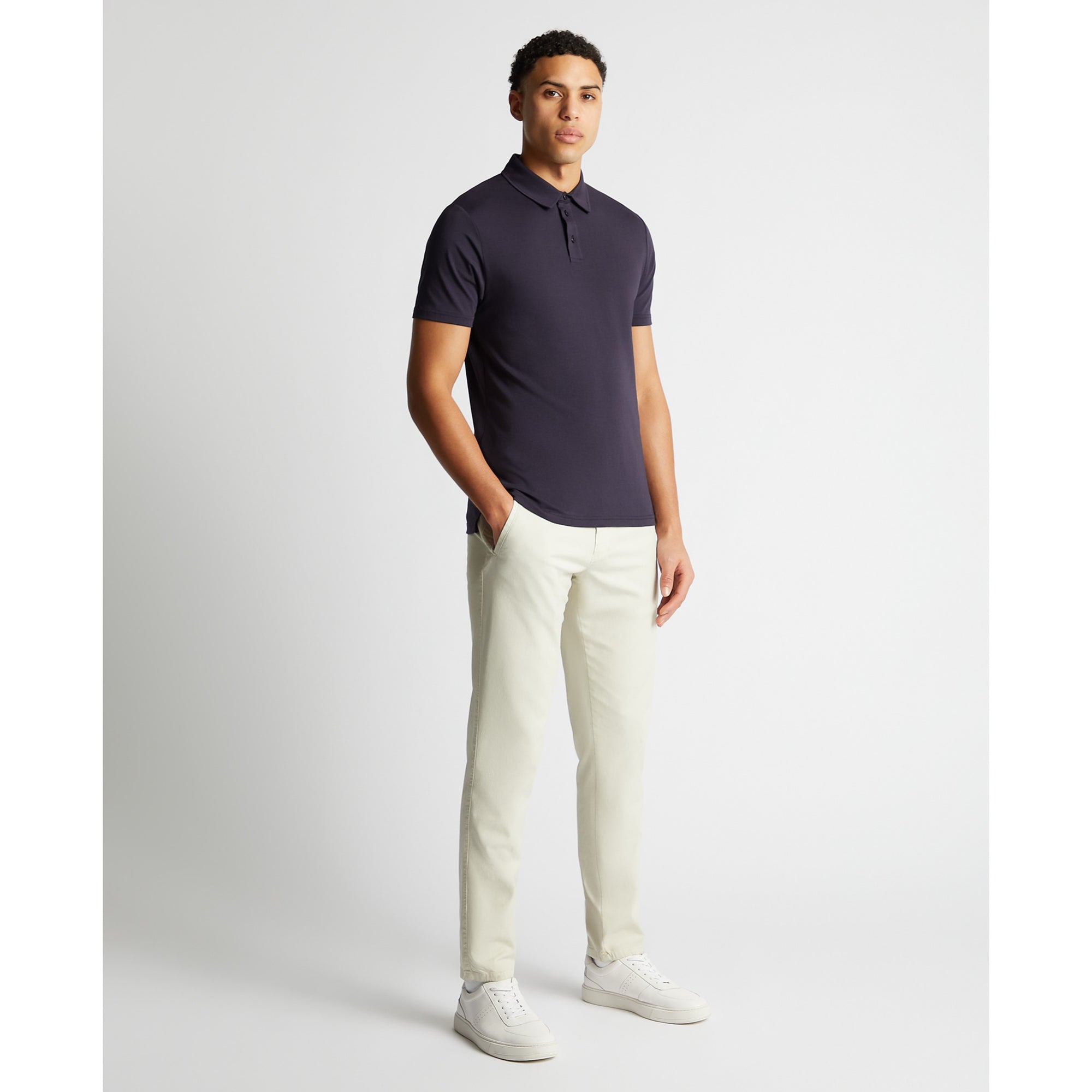 Remus Uomo Silky Stretch Tencel Polo 58805 - Navy
