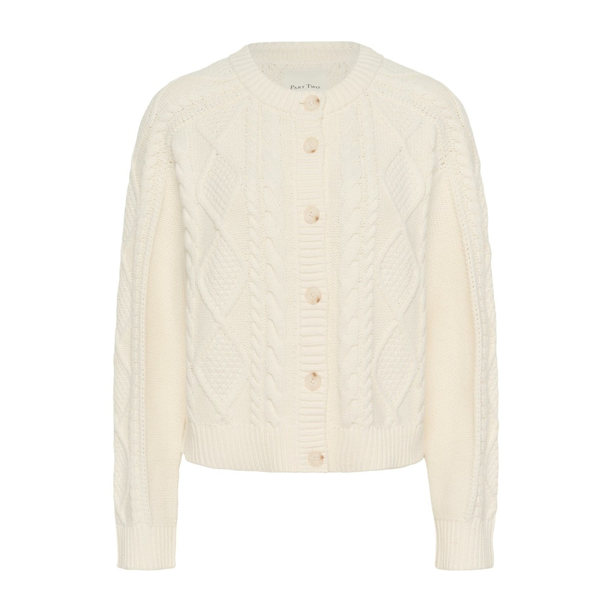 Part Two Zayra Cable Knit Cardigan In Whisper White