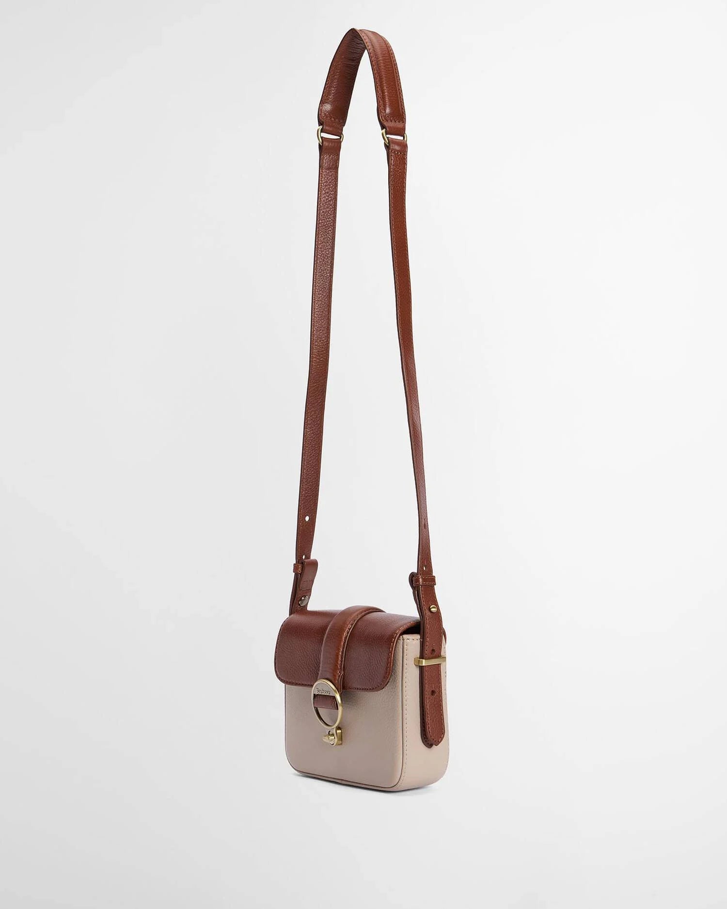 Barbour Mini Rosa Leather Crossbody Bag In Pebbled Pink/Brown
