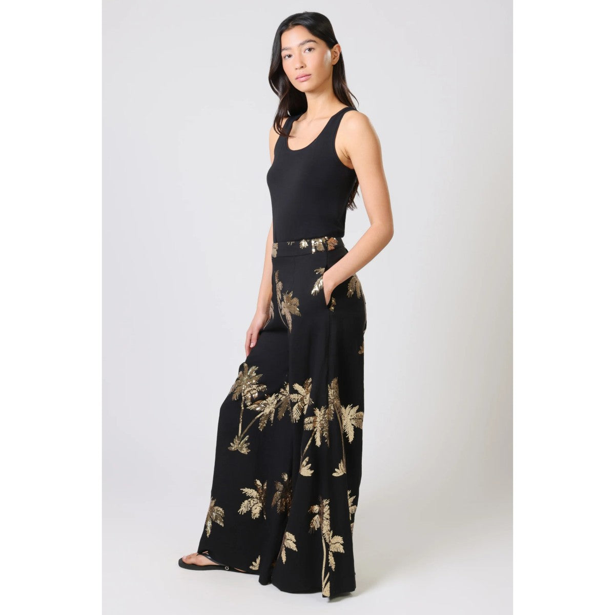Traffic People Palms Of Gold Rene Sequin Trousers In Black
