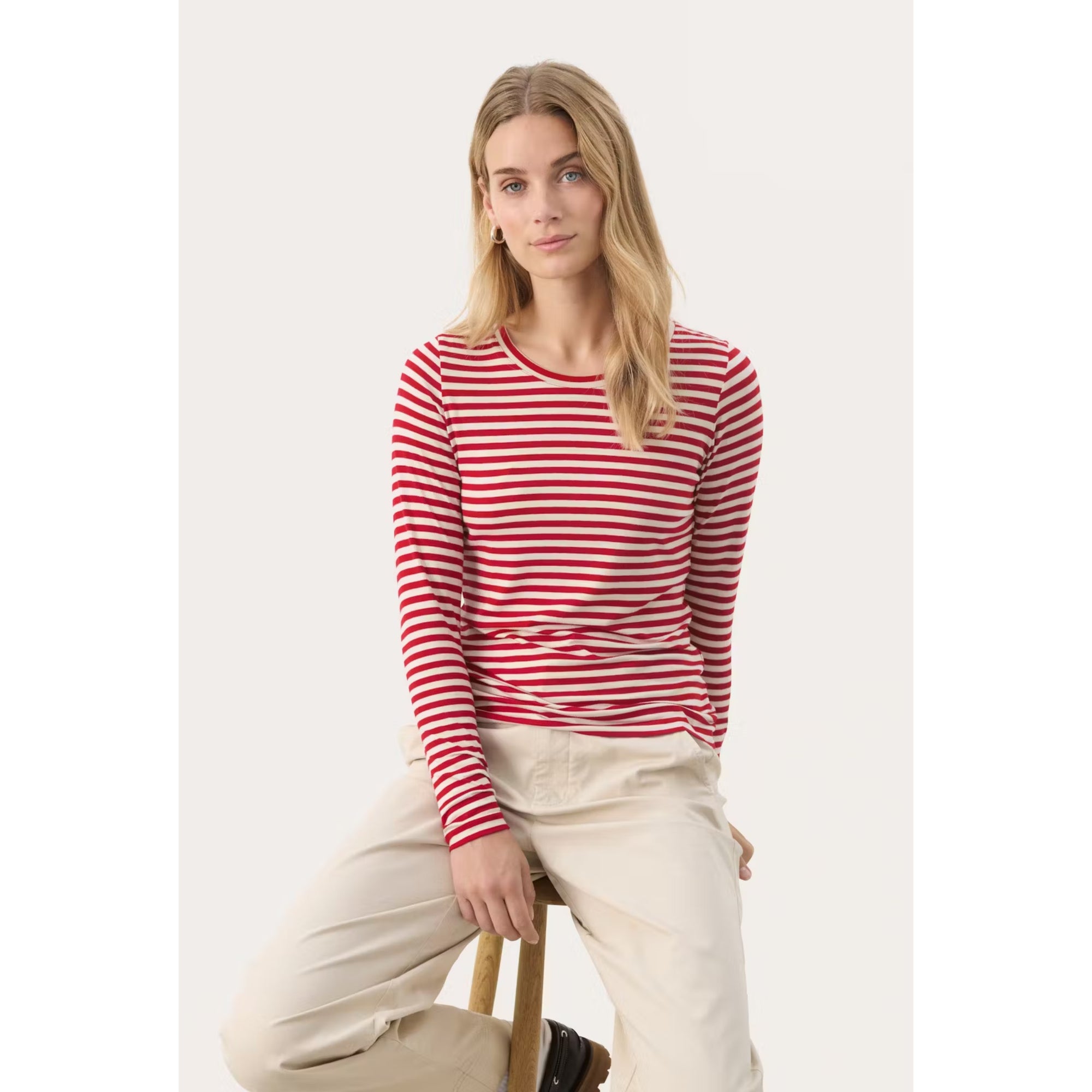 Part Two Emaja T-Shirt in Mars red Stripe 30307290