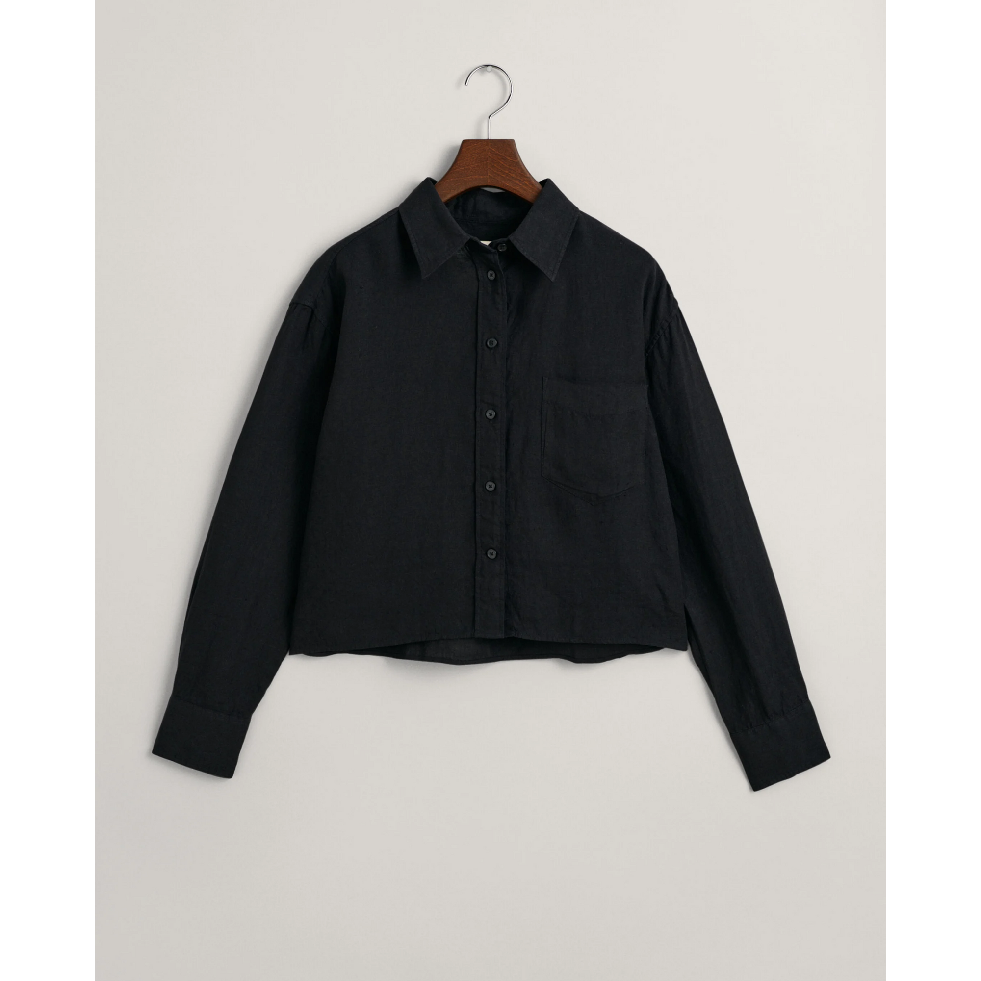 GANT Relaxed Cropped Linen Shirt Ebony Black 4300331
