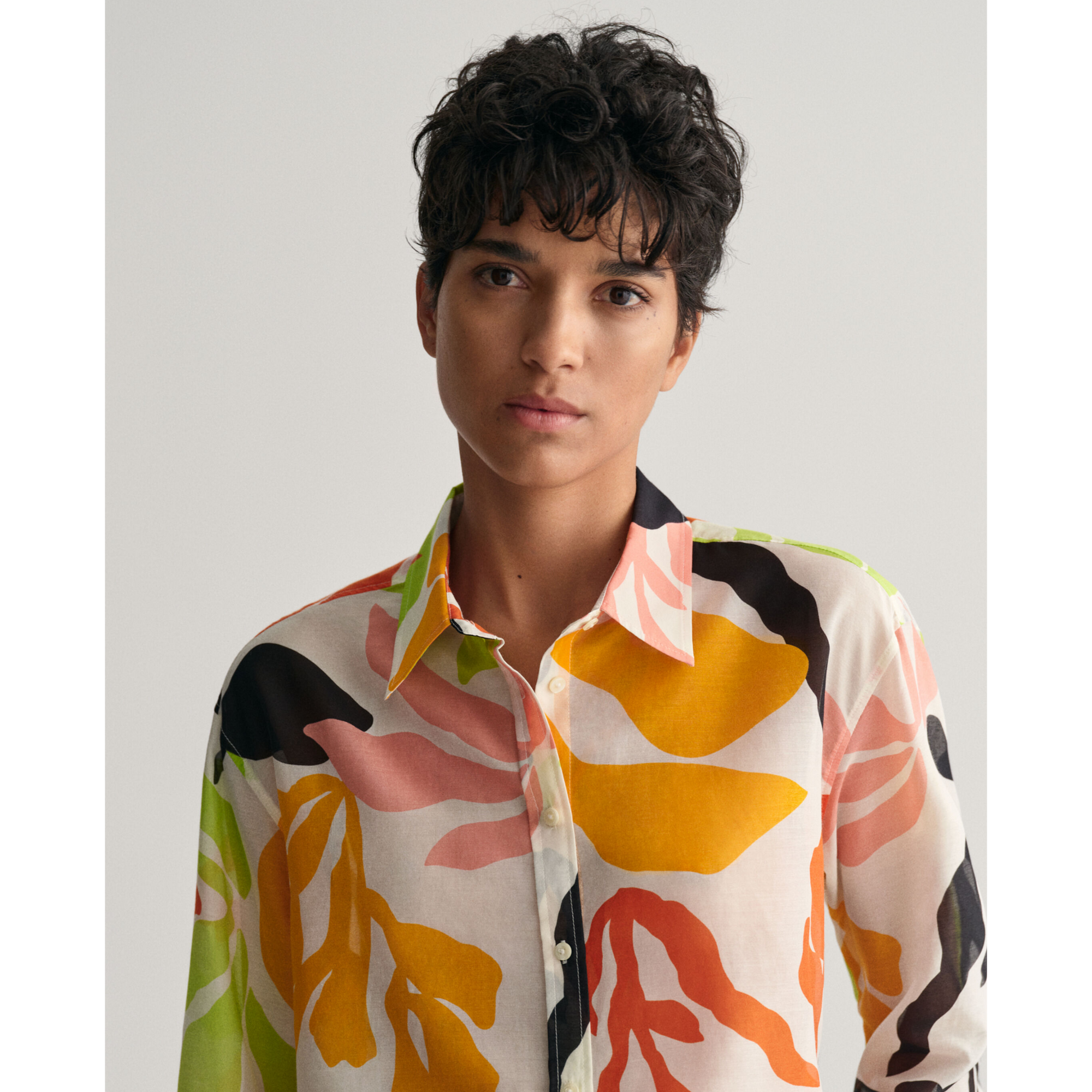 GANT Relaxed Palm Print Cotton Silk Shirt Medal Yellow 4300332