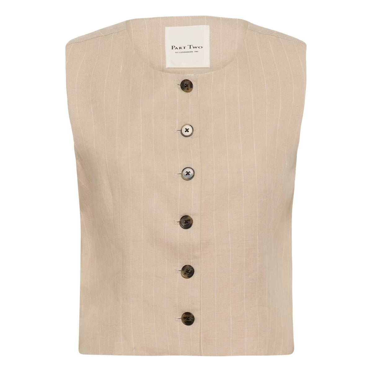 Part Two Azania Waistcoat In Neutral Pinstripe