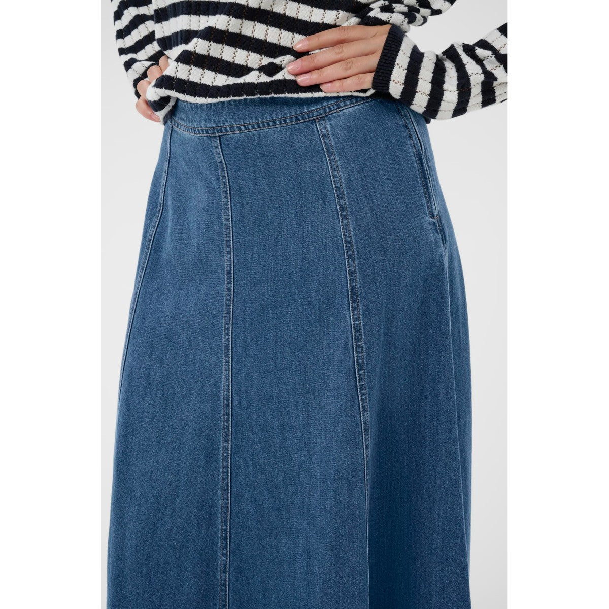 Part Two Petrina A-Line Denim Skirt In Medium Blue Denim