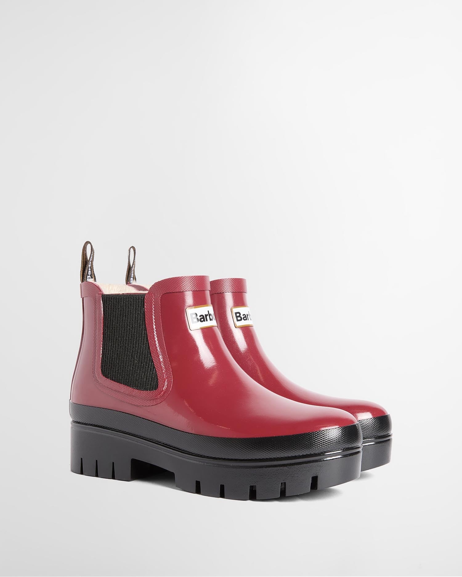 Barbour Halton Faux Fur Welly In Cranberry Gloss LRF0141