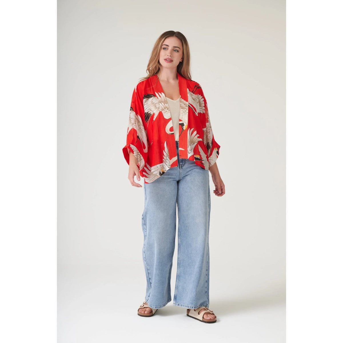 One Hundred Stars Stork Scarlet Kimono