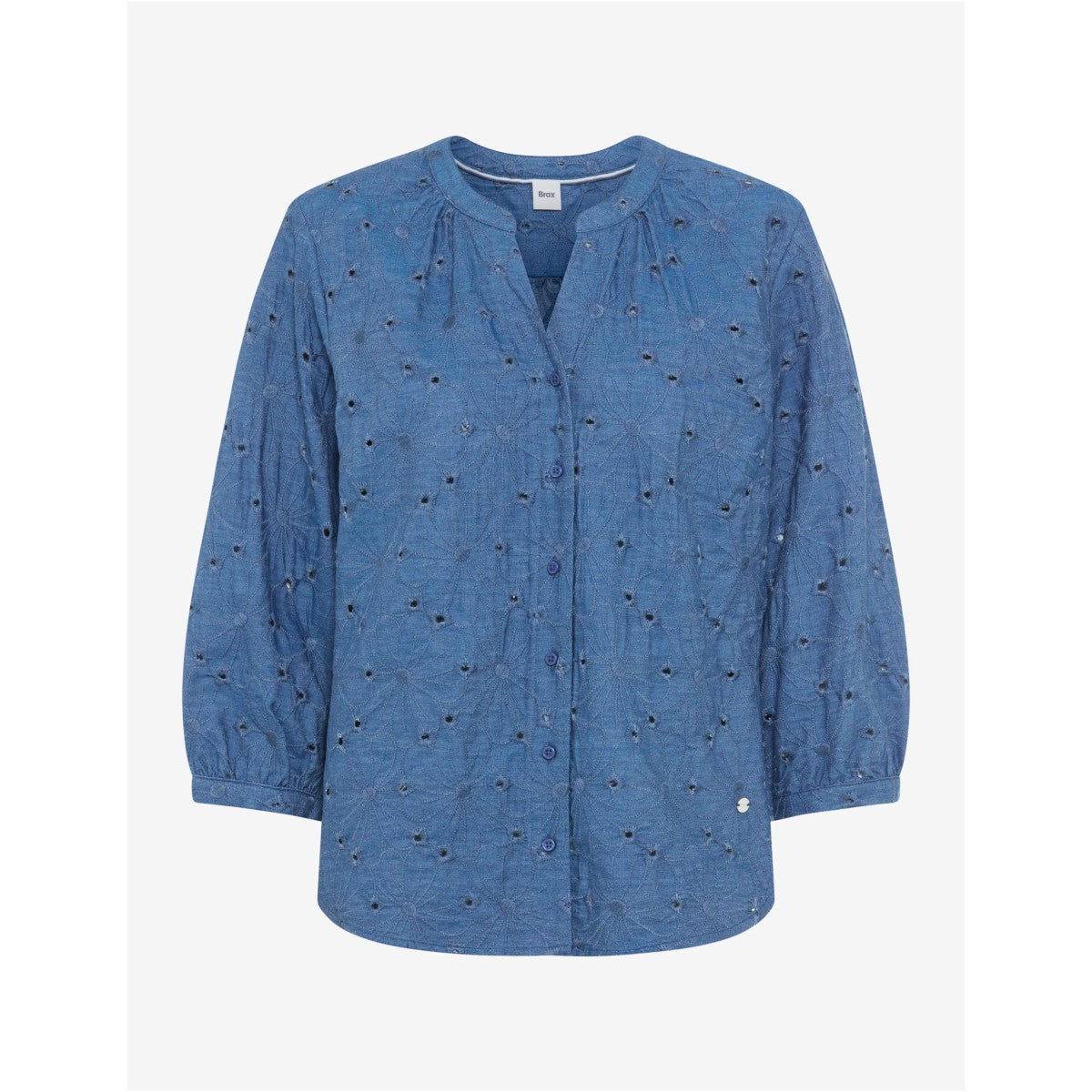Brax Velia Embroidered Cotton Blouse In Indigo