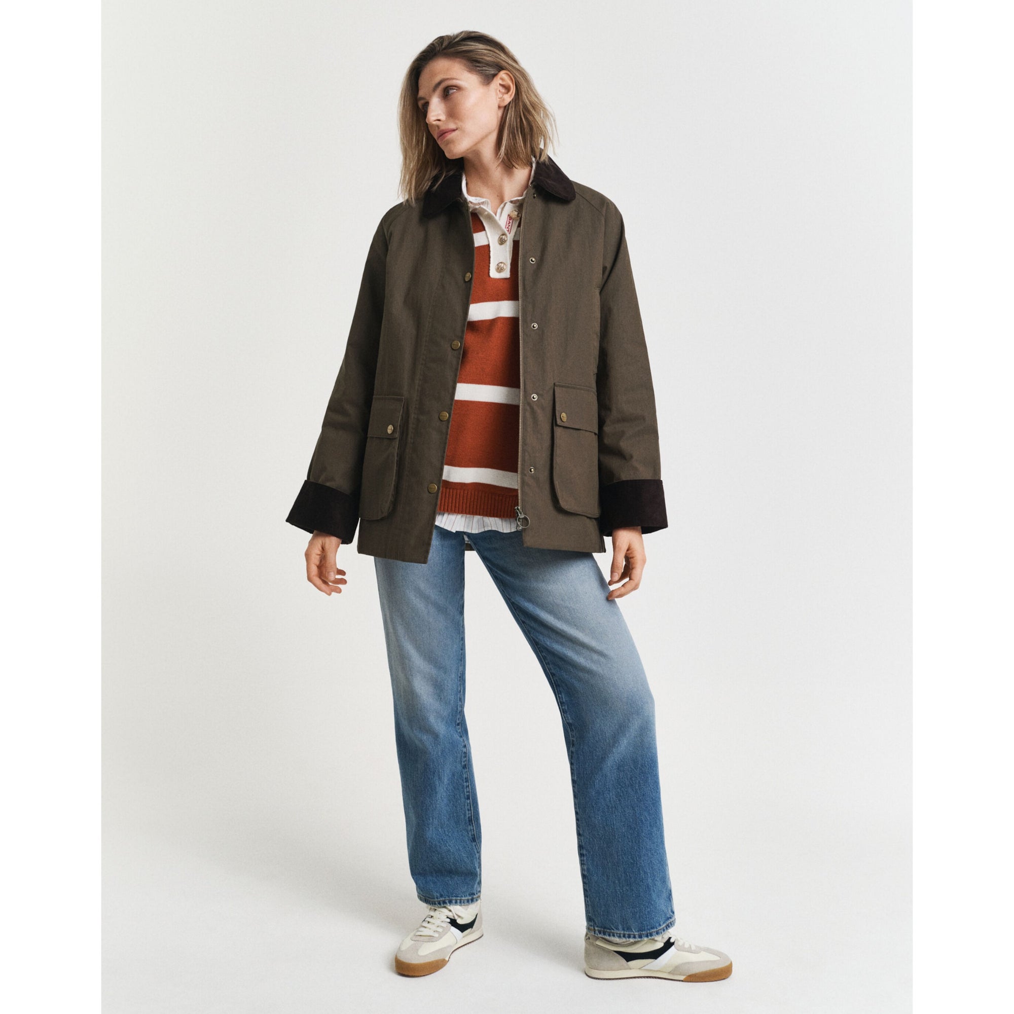 GANT Stripped Knit Rugger in Rusty Brown 4805341