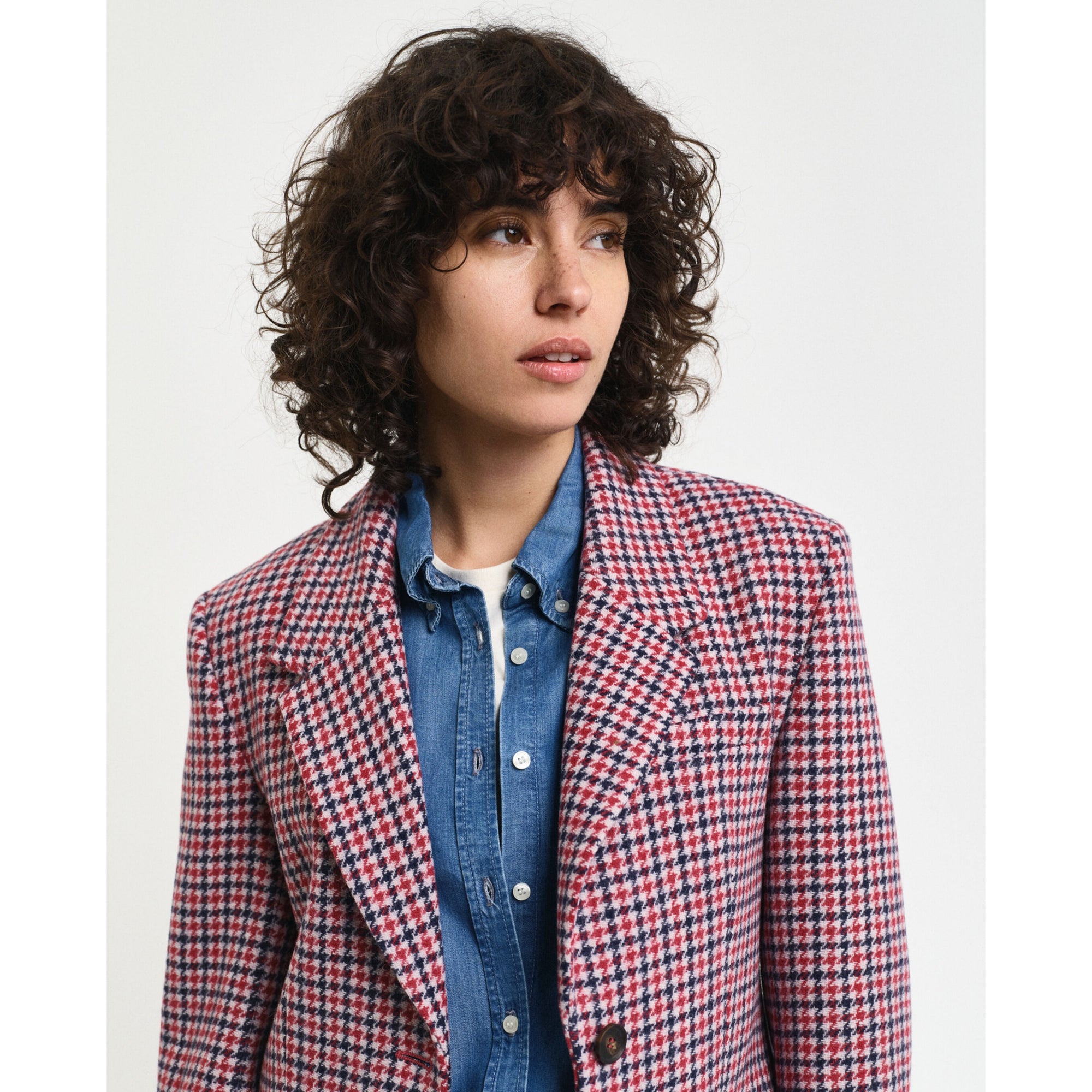 GANT Houndstooth Blazer Regular Fit in Bright Red 4770316