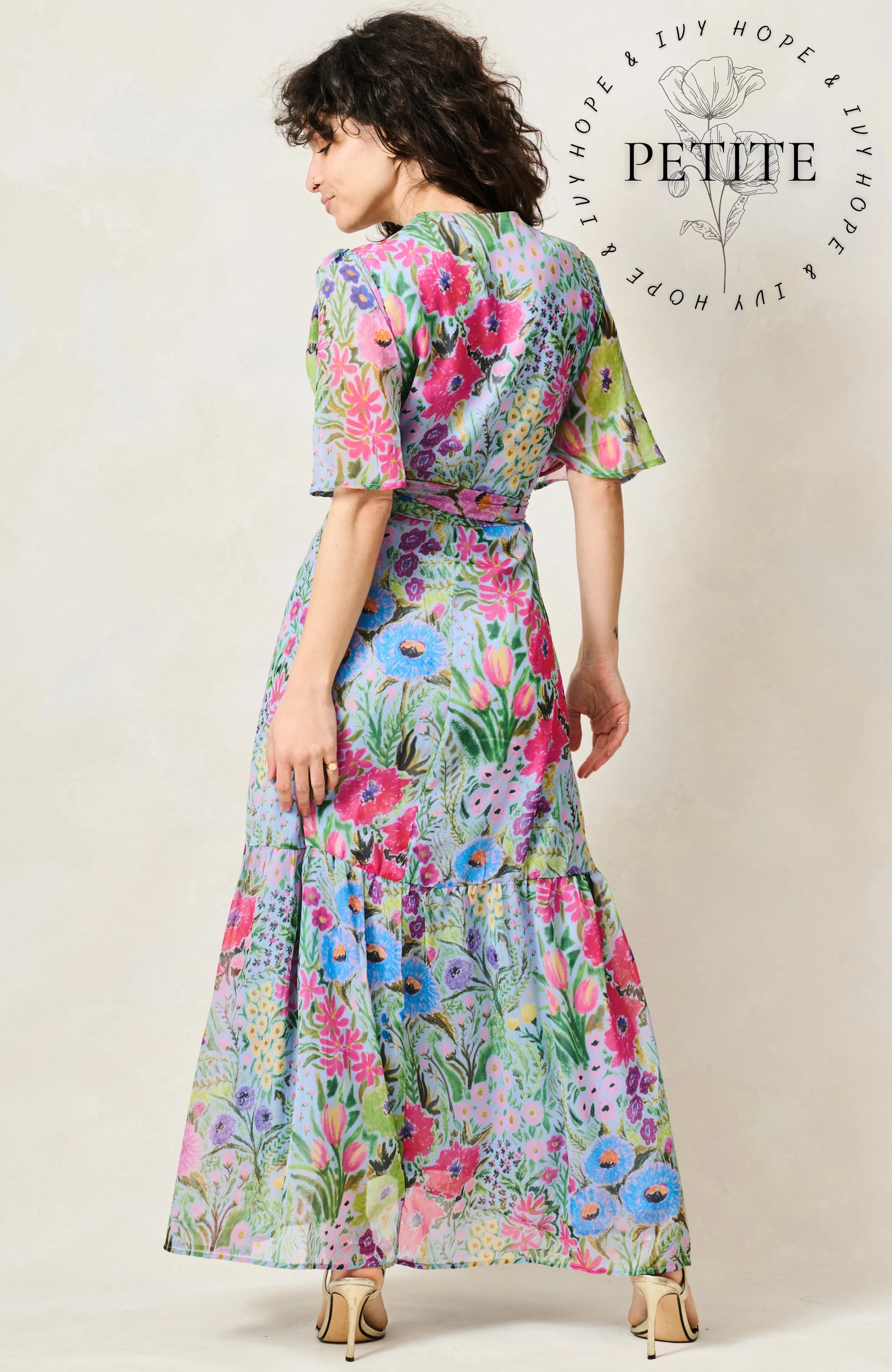 Hope &amp; Ivy The Ember Petite Maxi Wrap Dress In Blue/Pink Multi