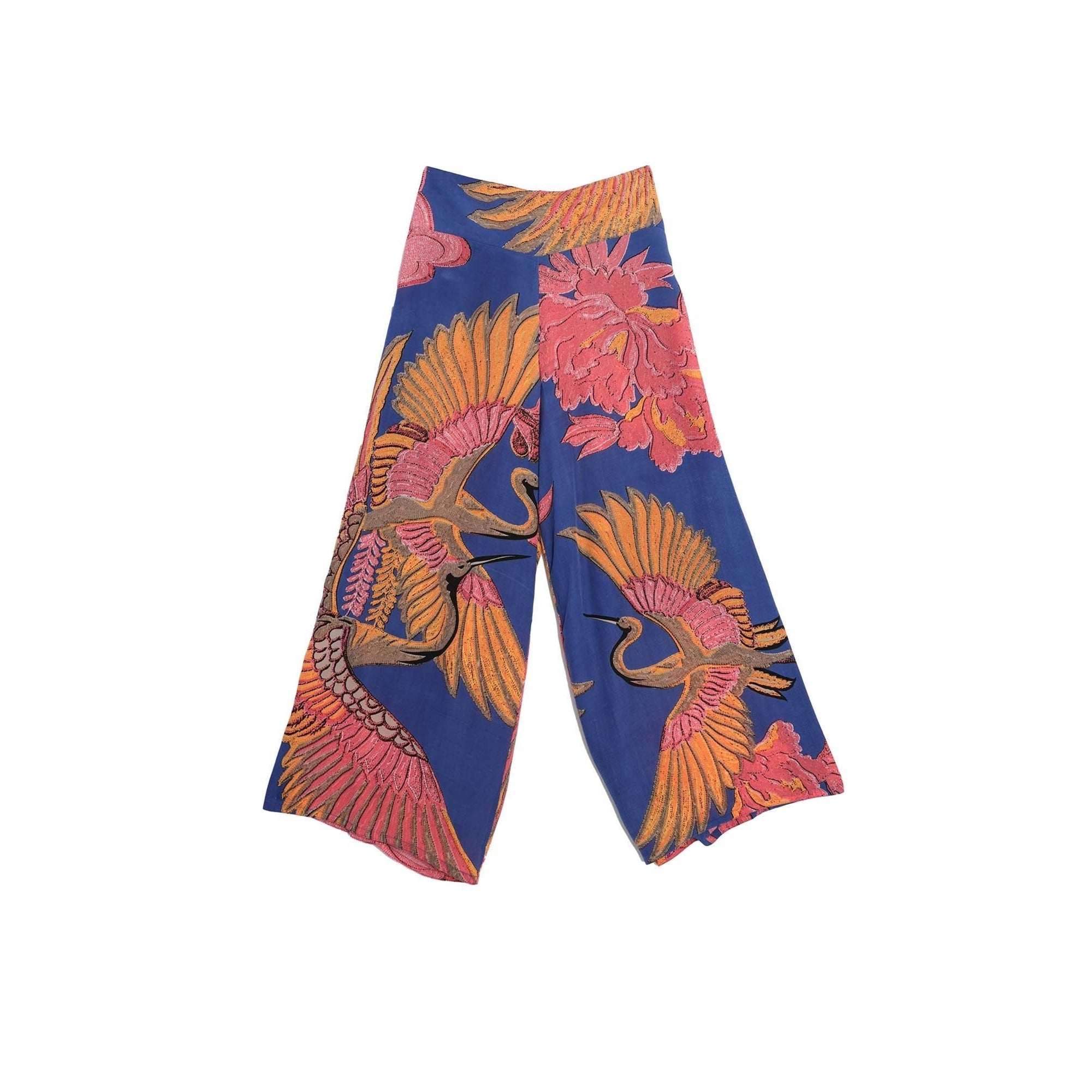 One Hundred Stars Crane Cobalt Crepe Palazzo Pants