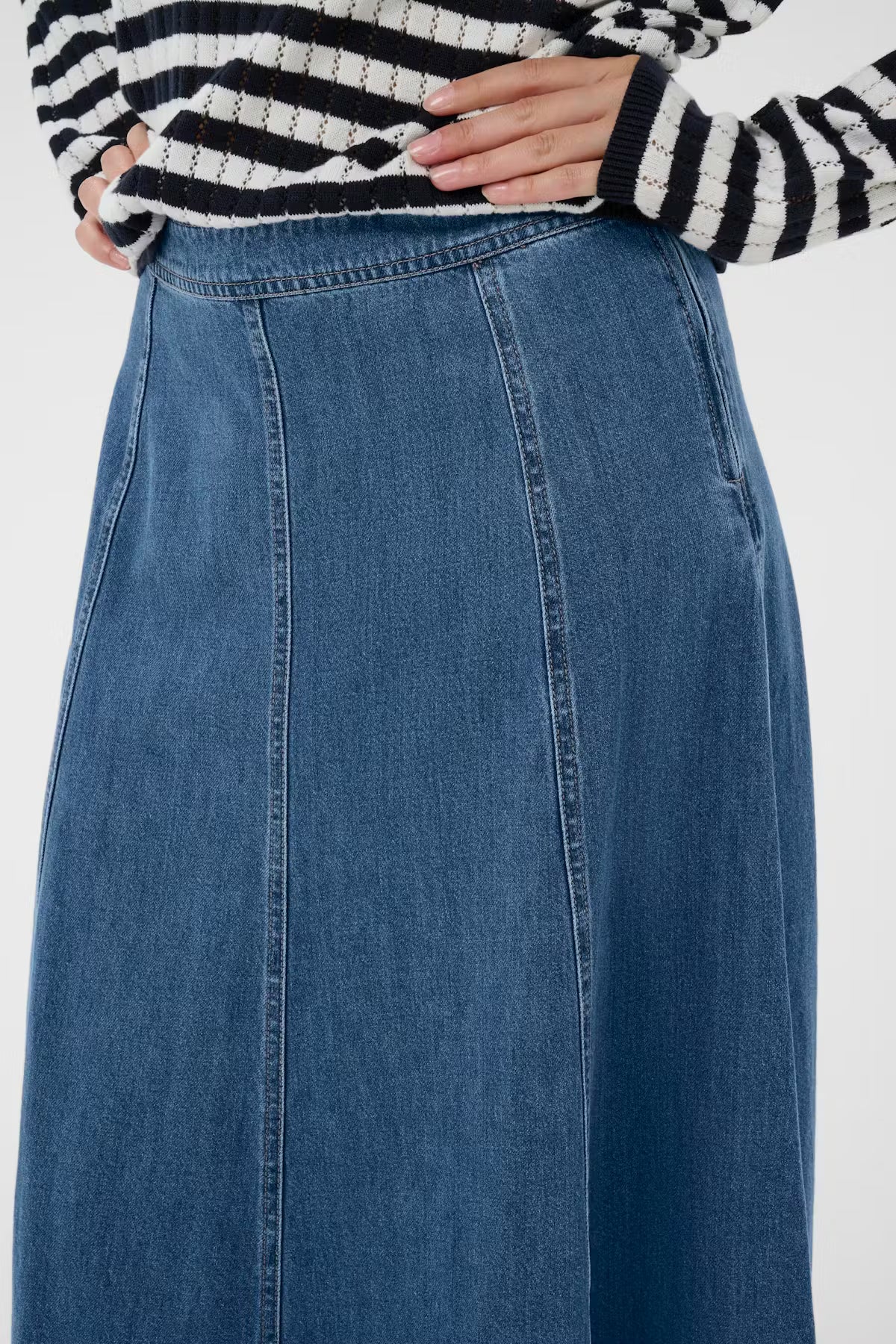 Part Two Petrina A-Line Denim Skirt In Medium Blue Denim