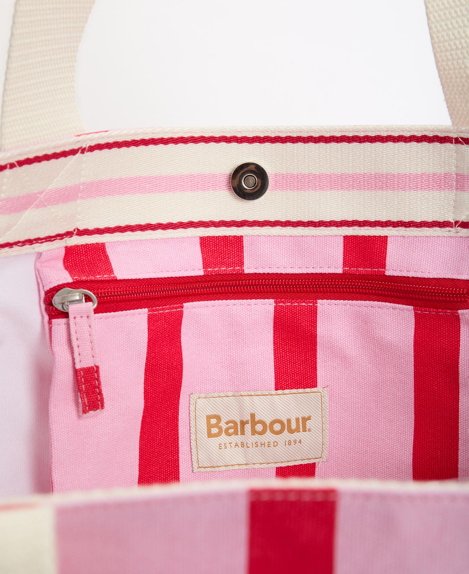 Barbour Emily Stripe Bag Tote Bag In Cherry Blossom
