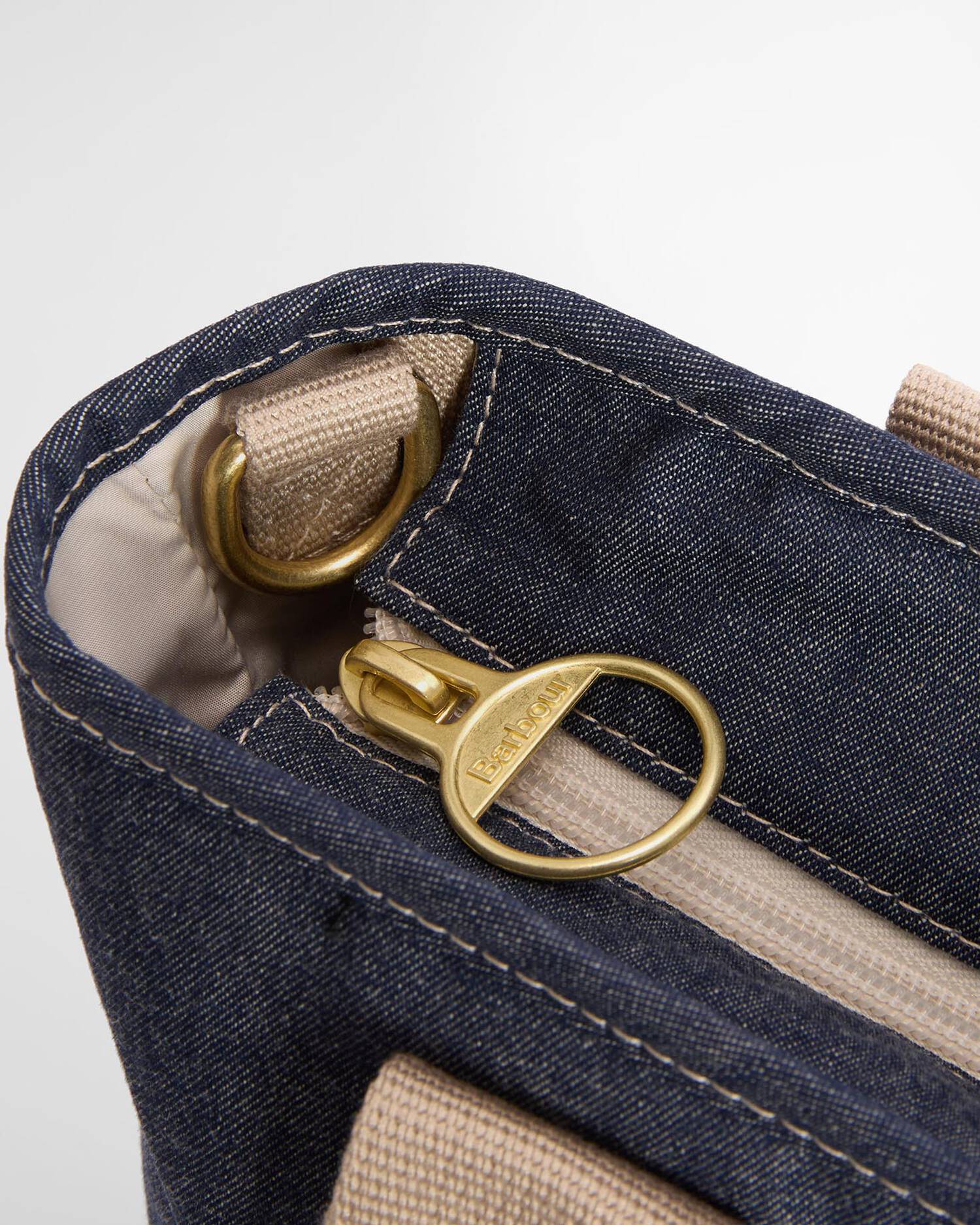 Barbour Mini Mya Denim Tote Bag In Indigo