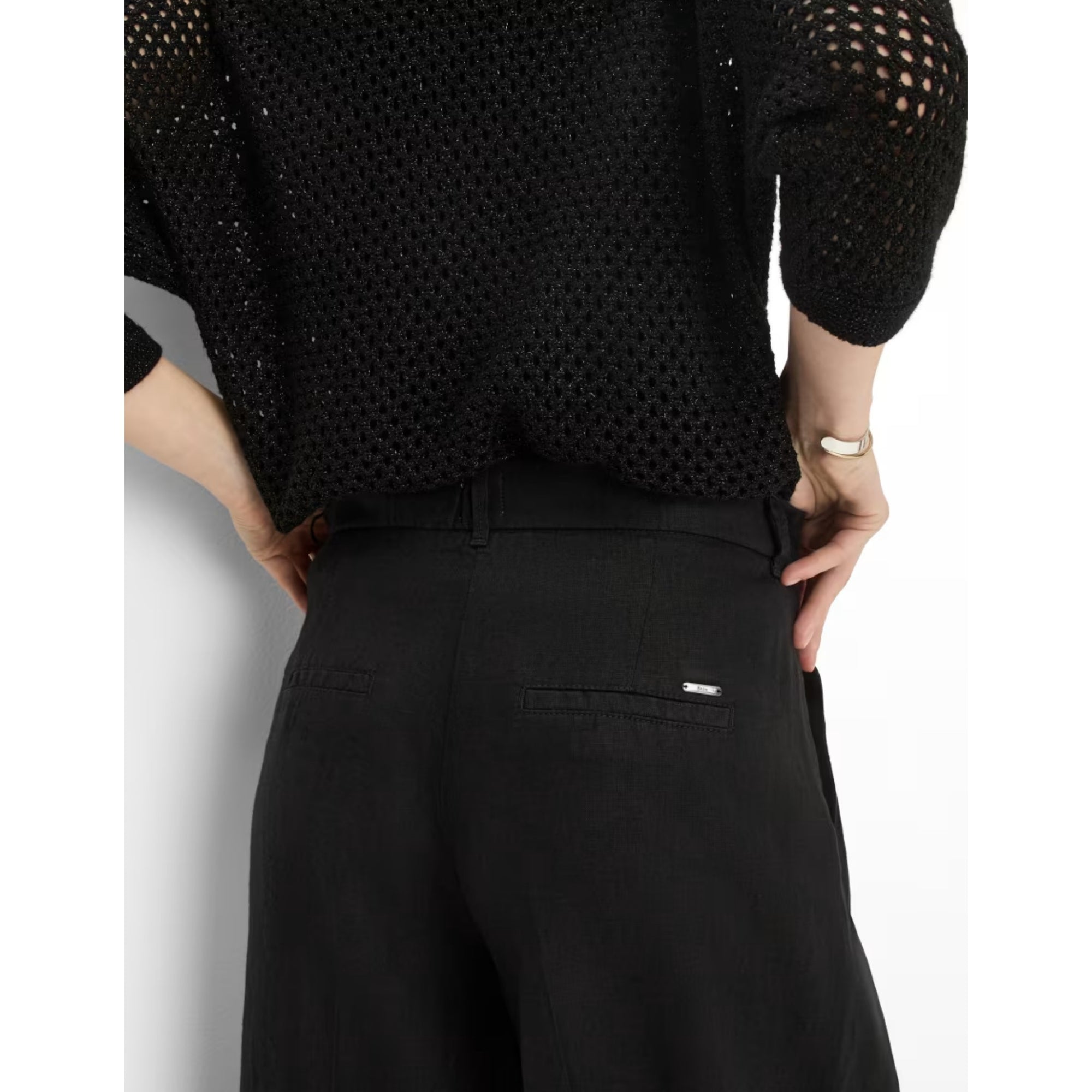 Brax Melli S Black Linen Wide Culotte 76-2208/02