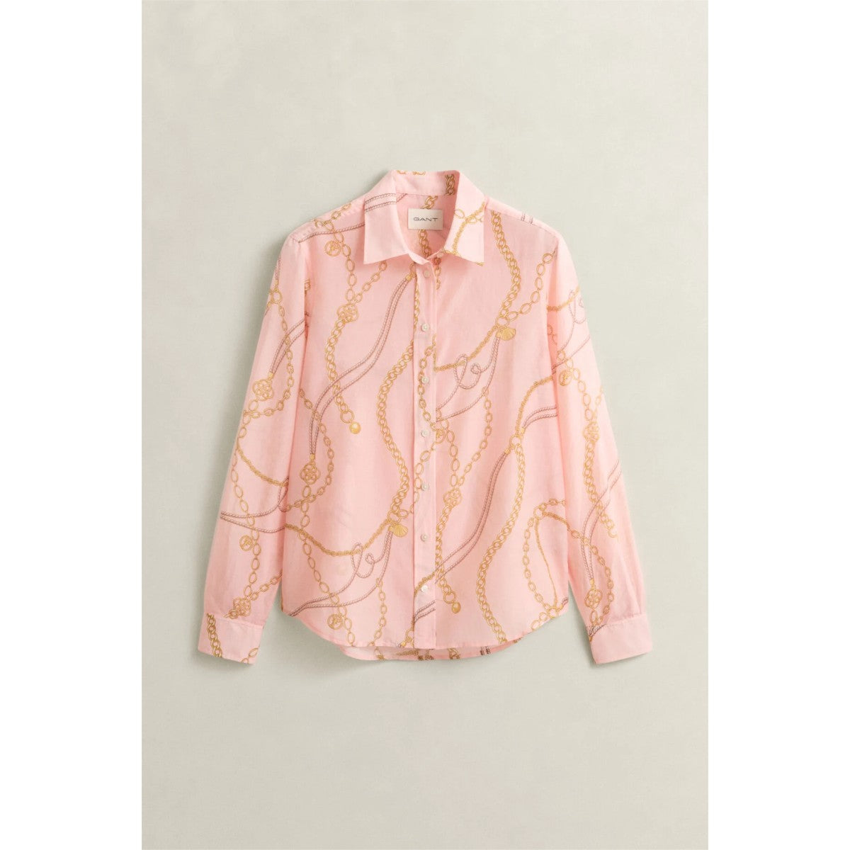 GANT Regular Fit Cotton Silk Shirt In Apricot Pink