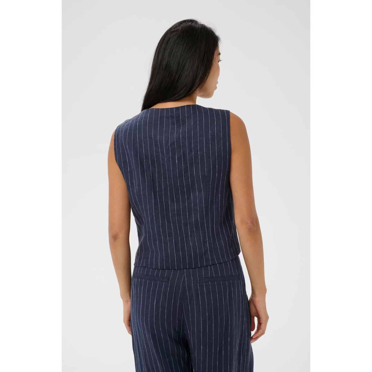 Part Two Azania Waistcoat In Blue Nights Pinstripe