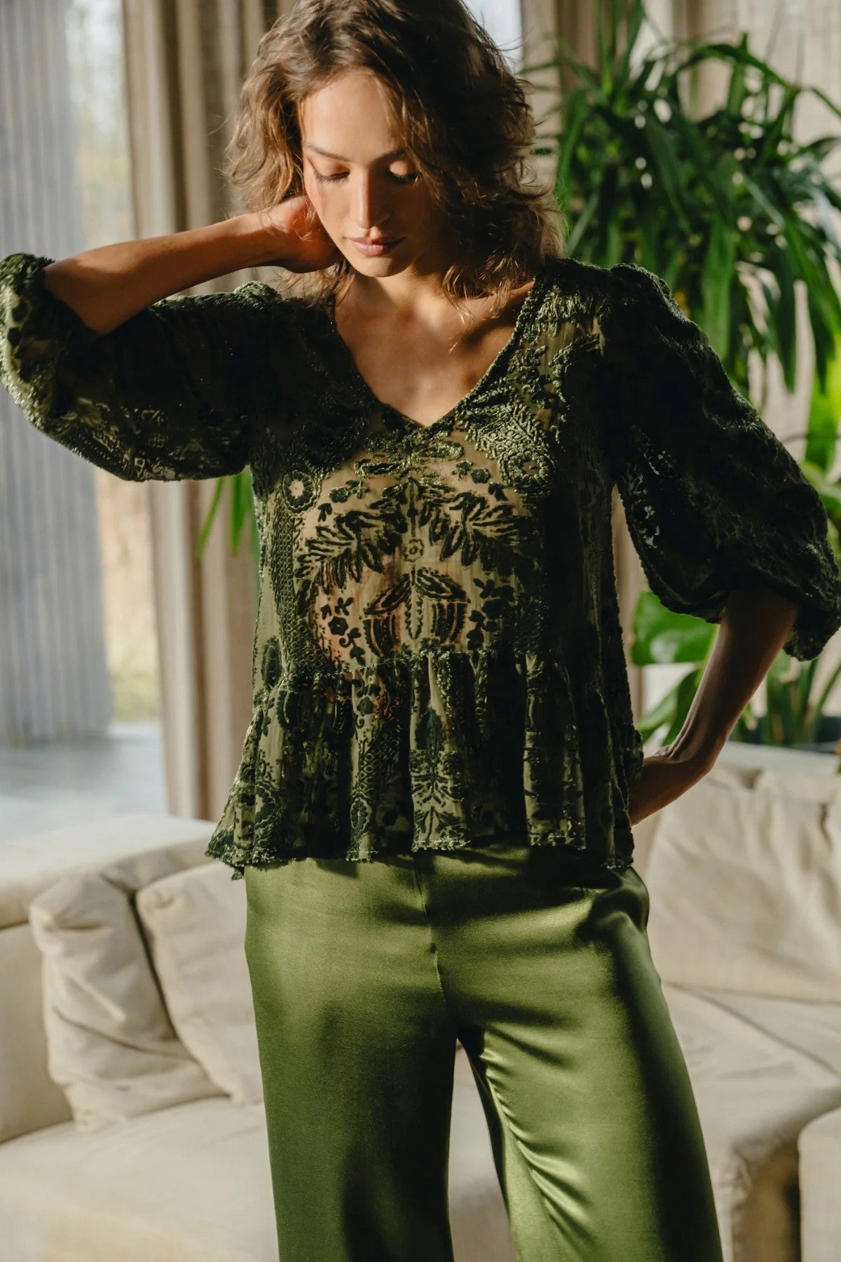 Traffic People Cecilia Tallis Stevie Blouse In Green