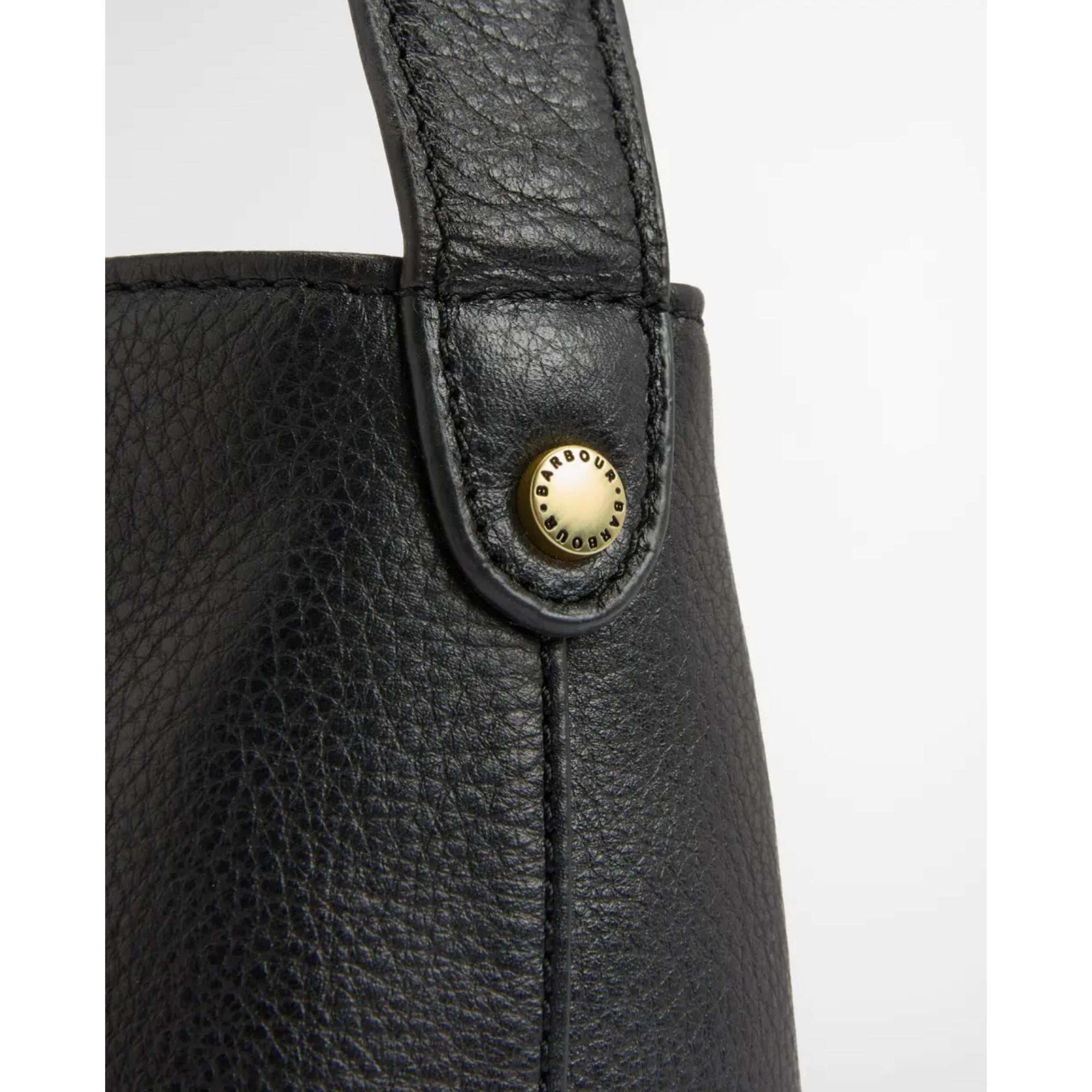 Barbour Cedar Leather Bucket Bag - Black