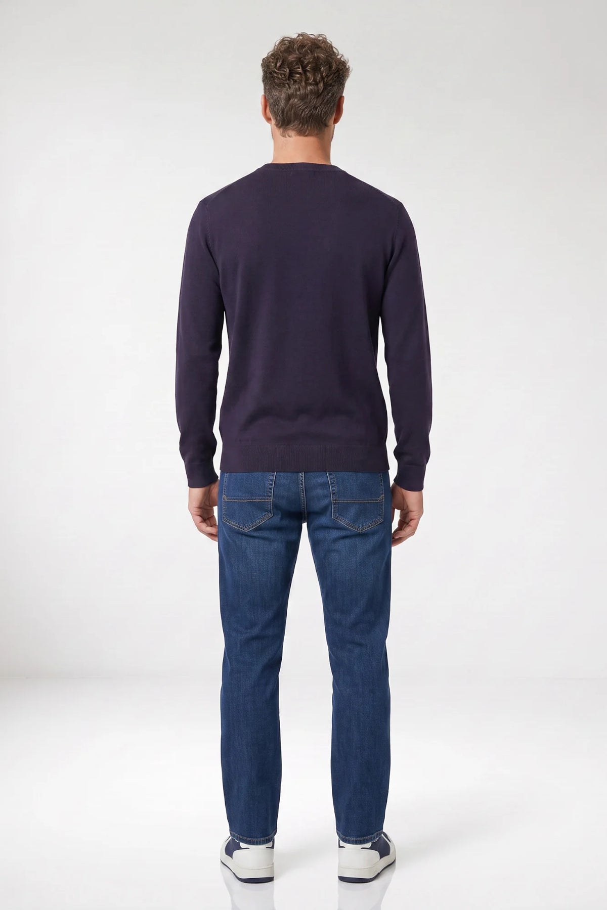 Giordano Treviso Tencel Crewneck Sweater in Navy