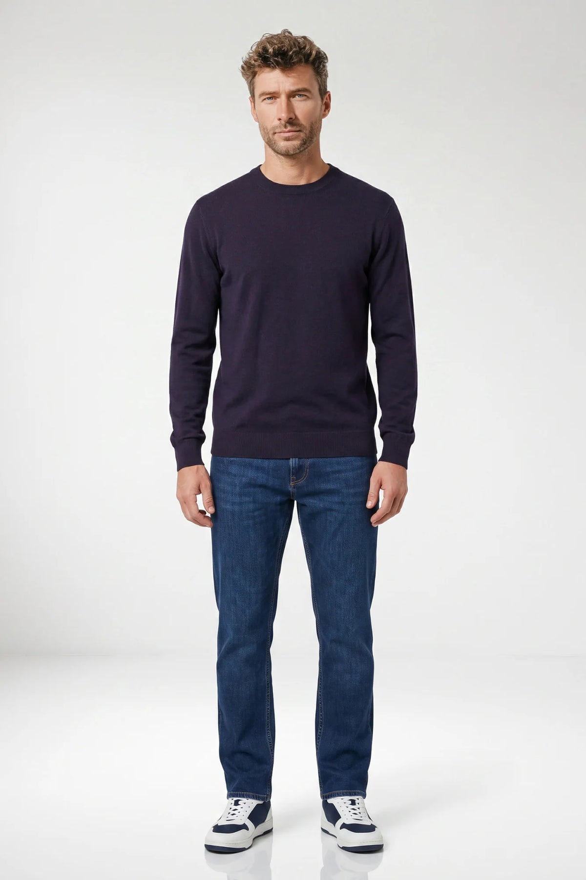 Giordano Treviso Tencel Crewneck Sweater in Navy