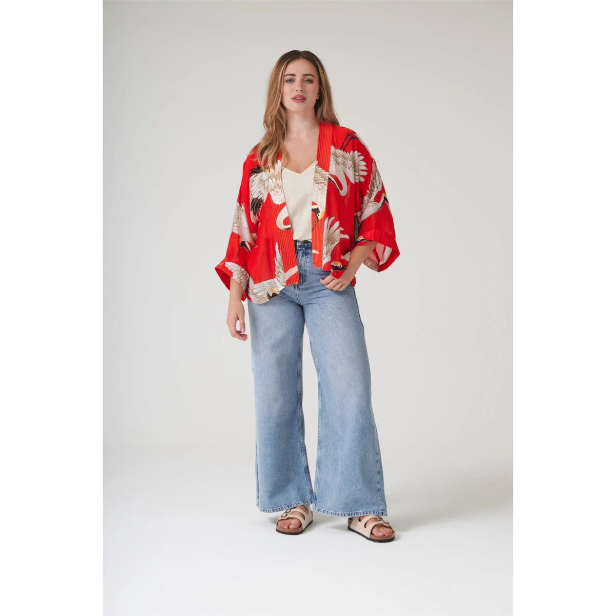 One Hundred Stars Stork Scarlet Kimono