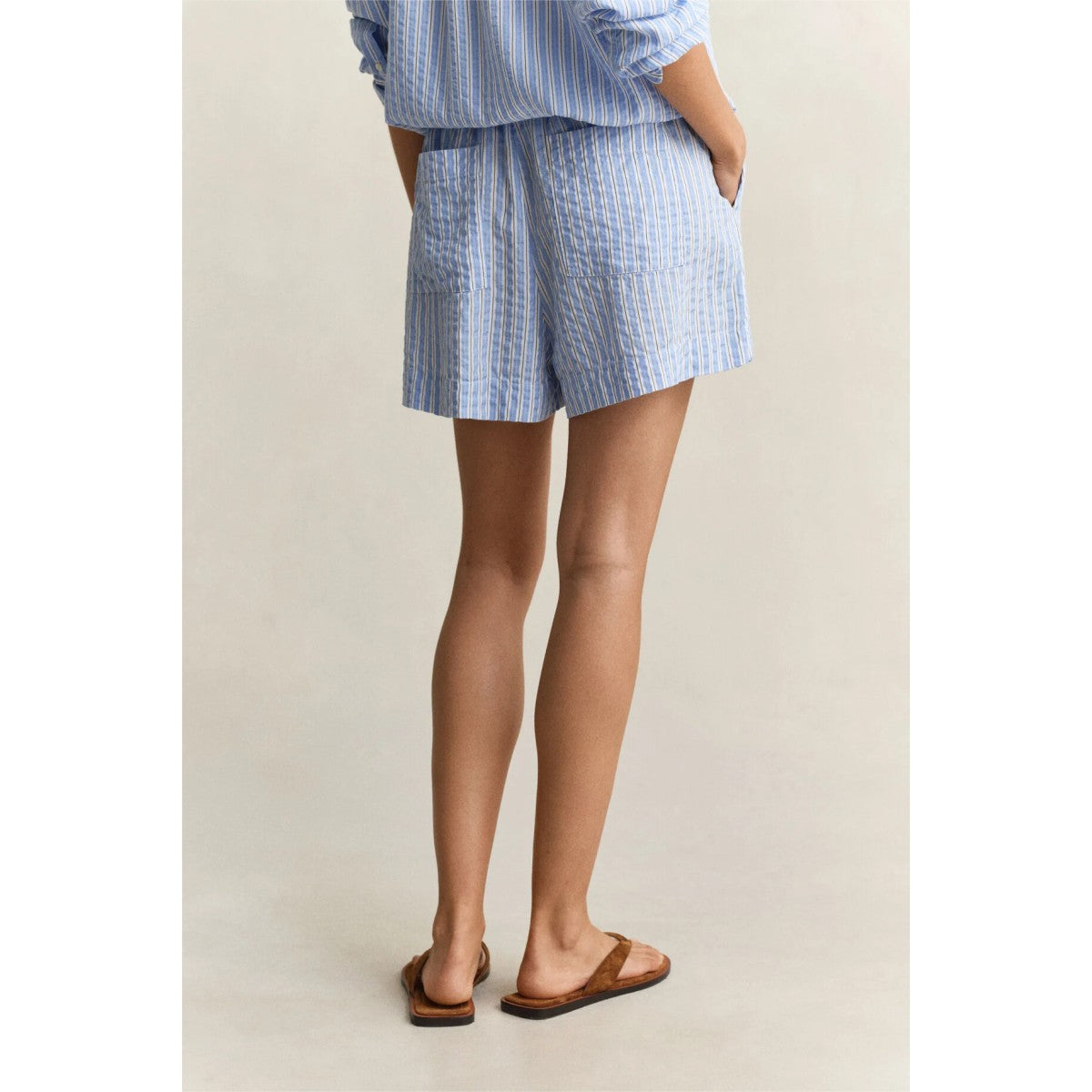 GANT Striped Seersucker Shorts In Palace Blue