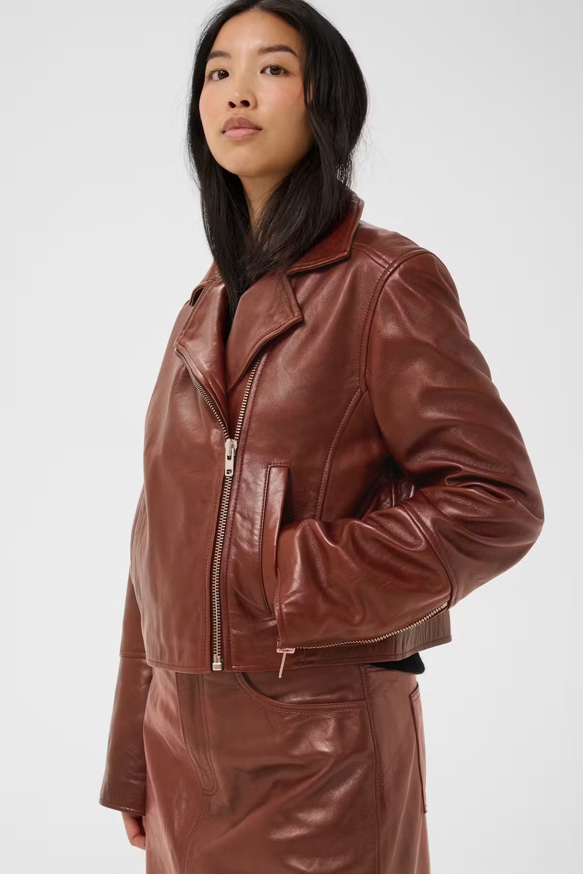 Part Two Cimmie Leather Jacket In Brown Out 30310885