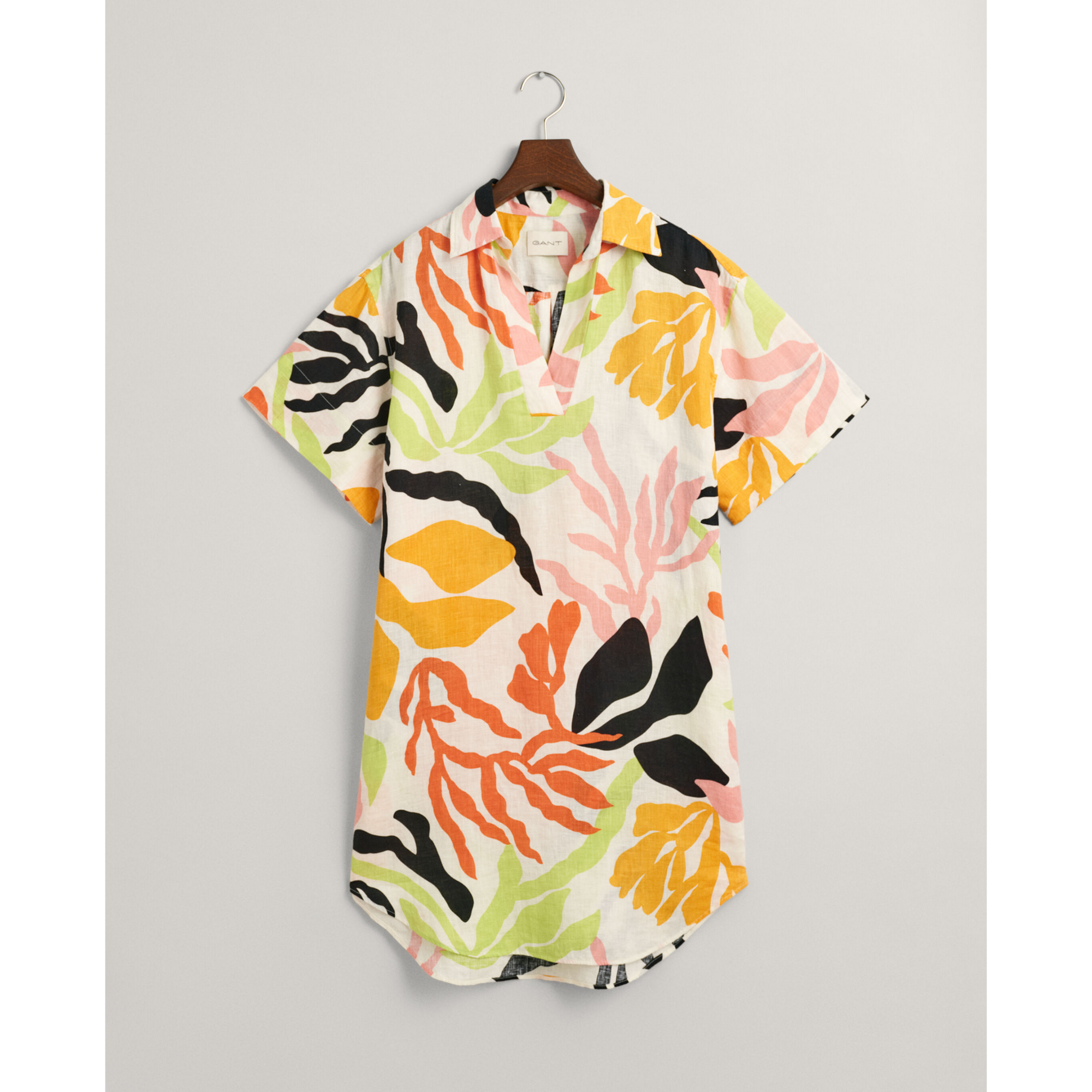 GANT Relaxed Palm Print Linen Caftan Medal Yellow 4503329