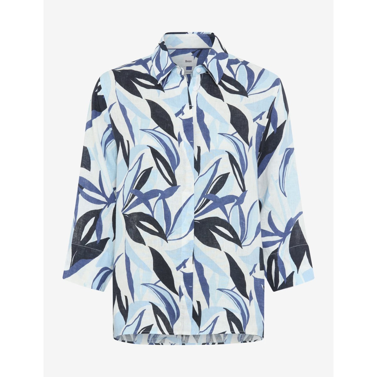 Brax Vicki Linen Blouse In Blue Print 94-0026