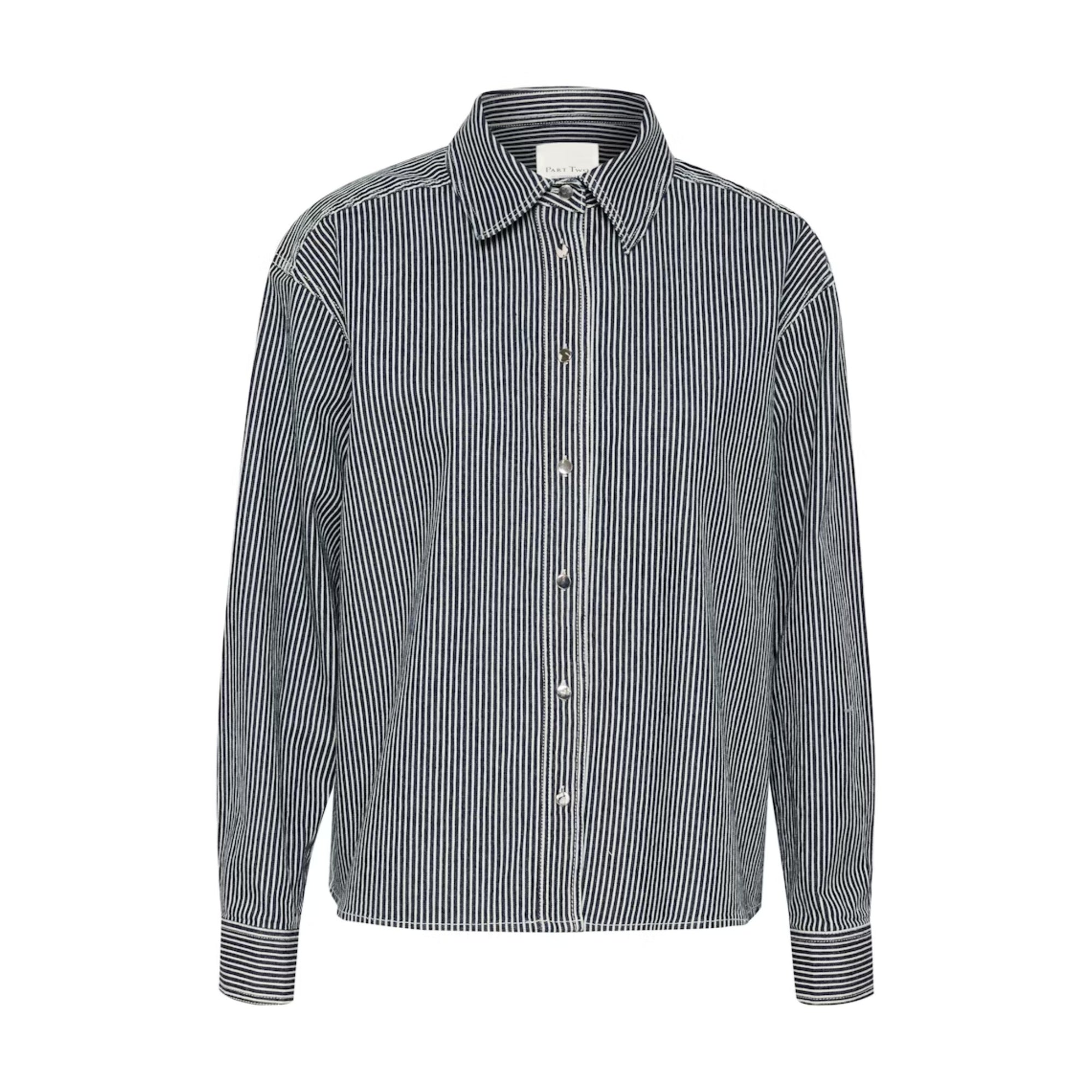 Part Two NoomiPW Shirt in After Midnight Stripe Denim 9395