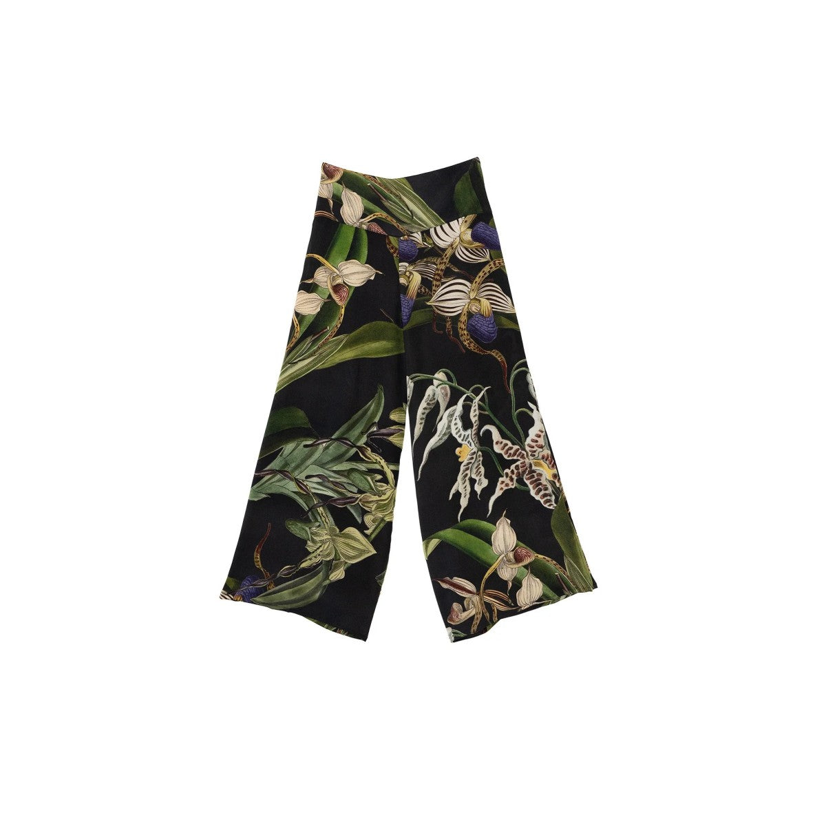 Floral-patterned pants on a white background