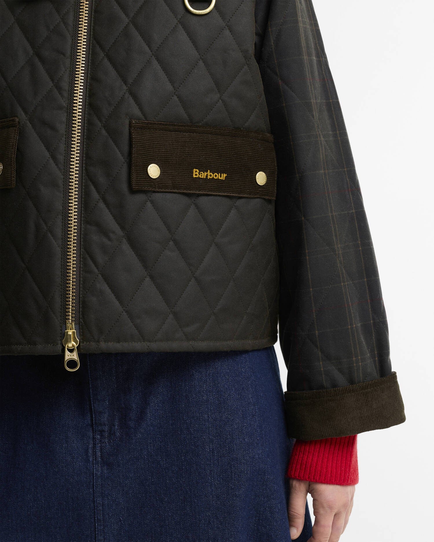 Barbour Tartan Reimagined Icons Tartan Quilted Spey Waxed Jacket In Olive/Clssic LWX1597Ol71