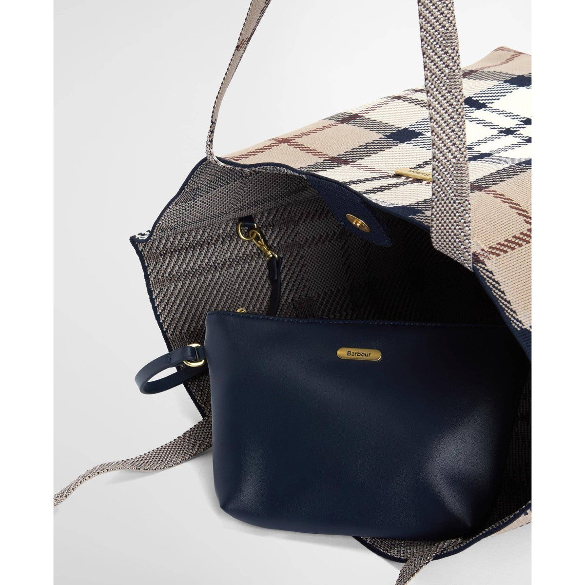 Barbour Layla Large Tote Bag In Rosewood Tartan