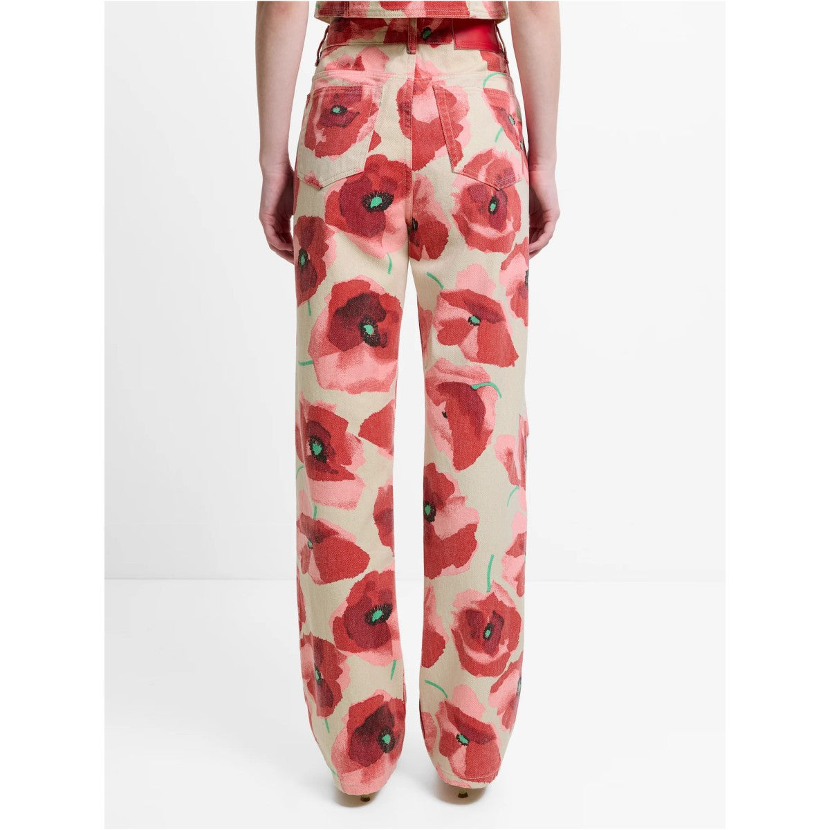 French Connection Poppy Dallas Printed Denim Wide Leg Jeans In Red Multi