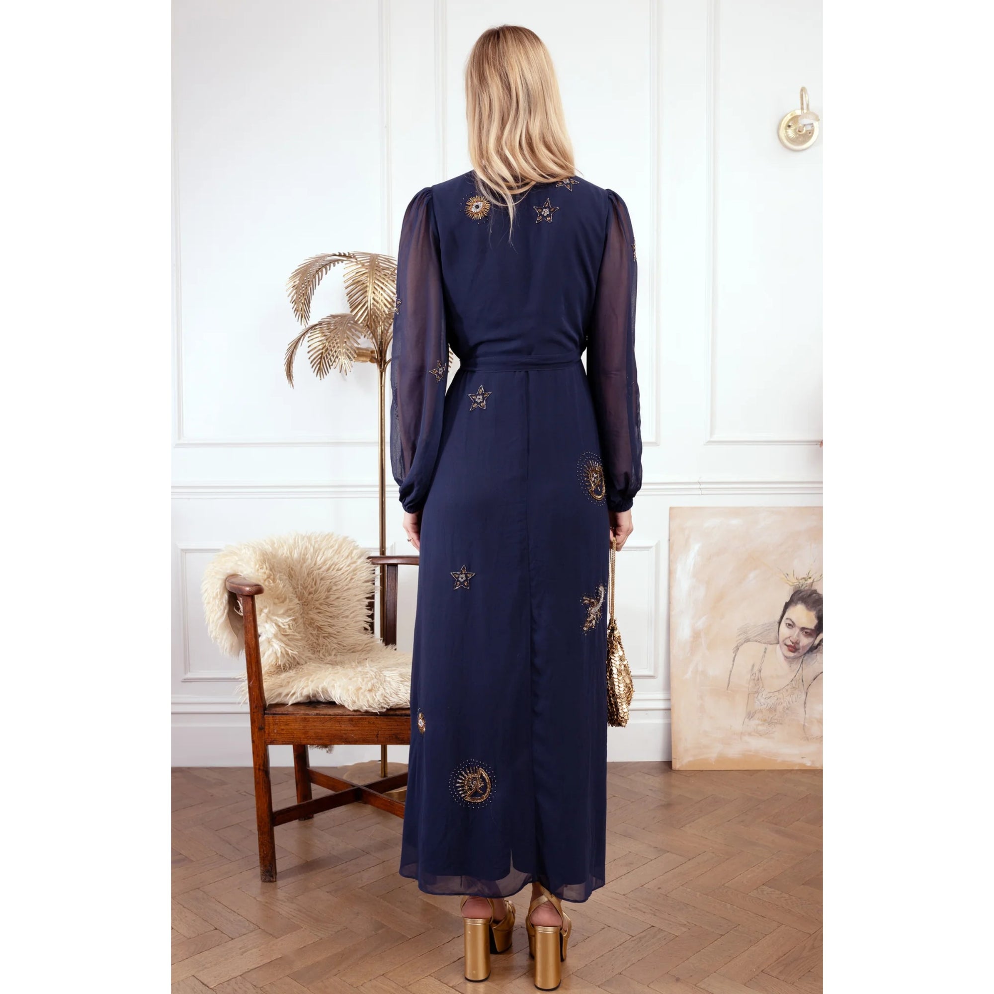 Hope &amp; Ivy Kai Blouson-Sleeve Wrap Dress 7792