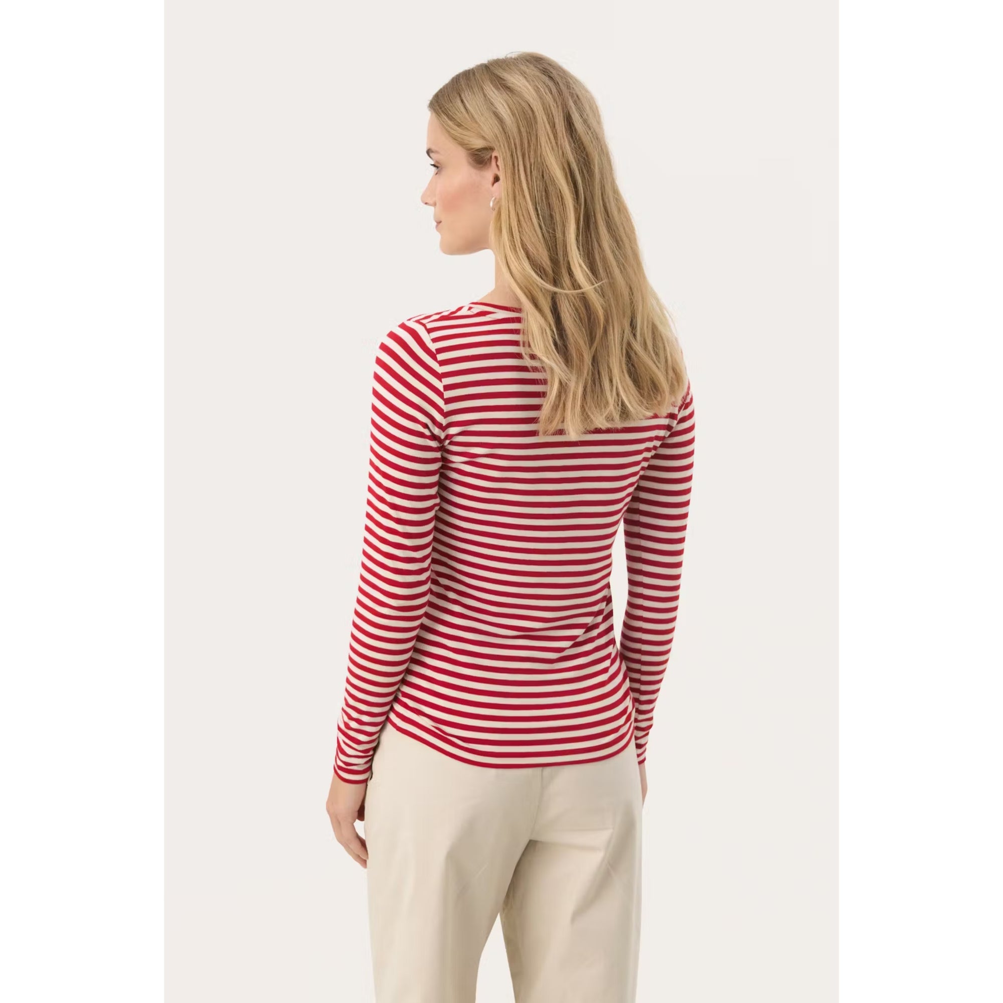 Part Two Emaja T-Shirt in Mars red Stripe 30307290