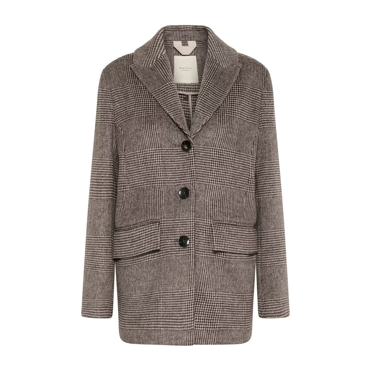 Houndstooth patterned coat on a white background