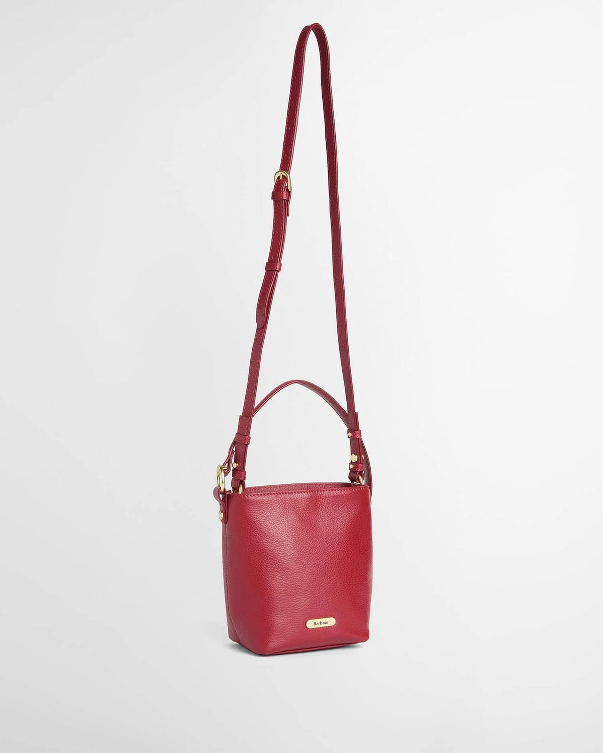 Barbour Cedar Mini Leather Bucket Bag In Red LBA0549RE911